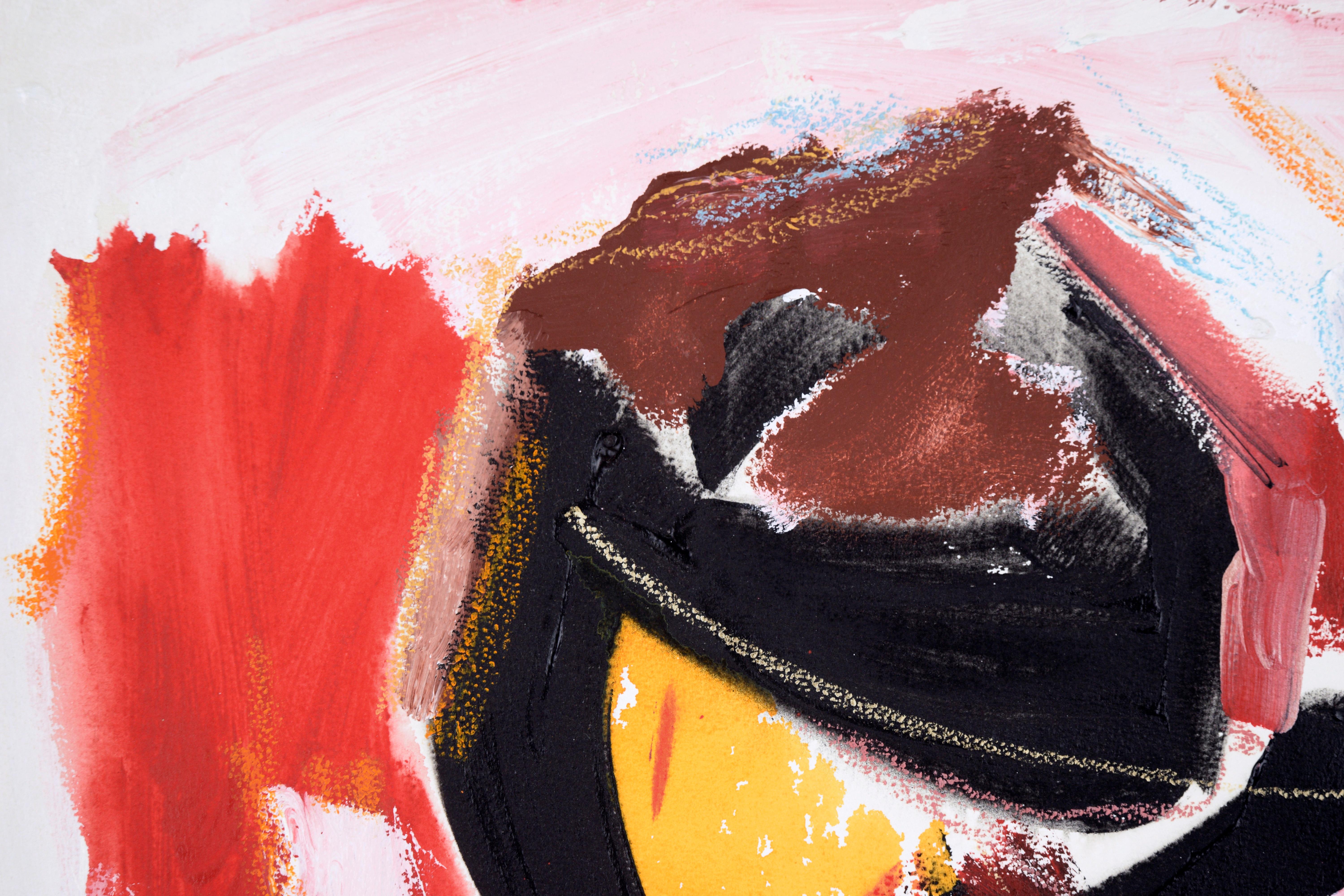 Schwarze Sonne im roten und weißen Himmel – Acryl auf Papier (Abstrakter Expressionismus), Painting, von Ricardo de Silva