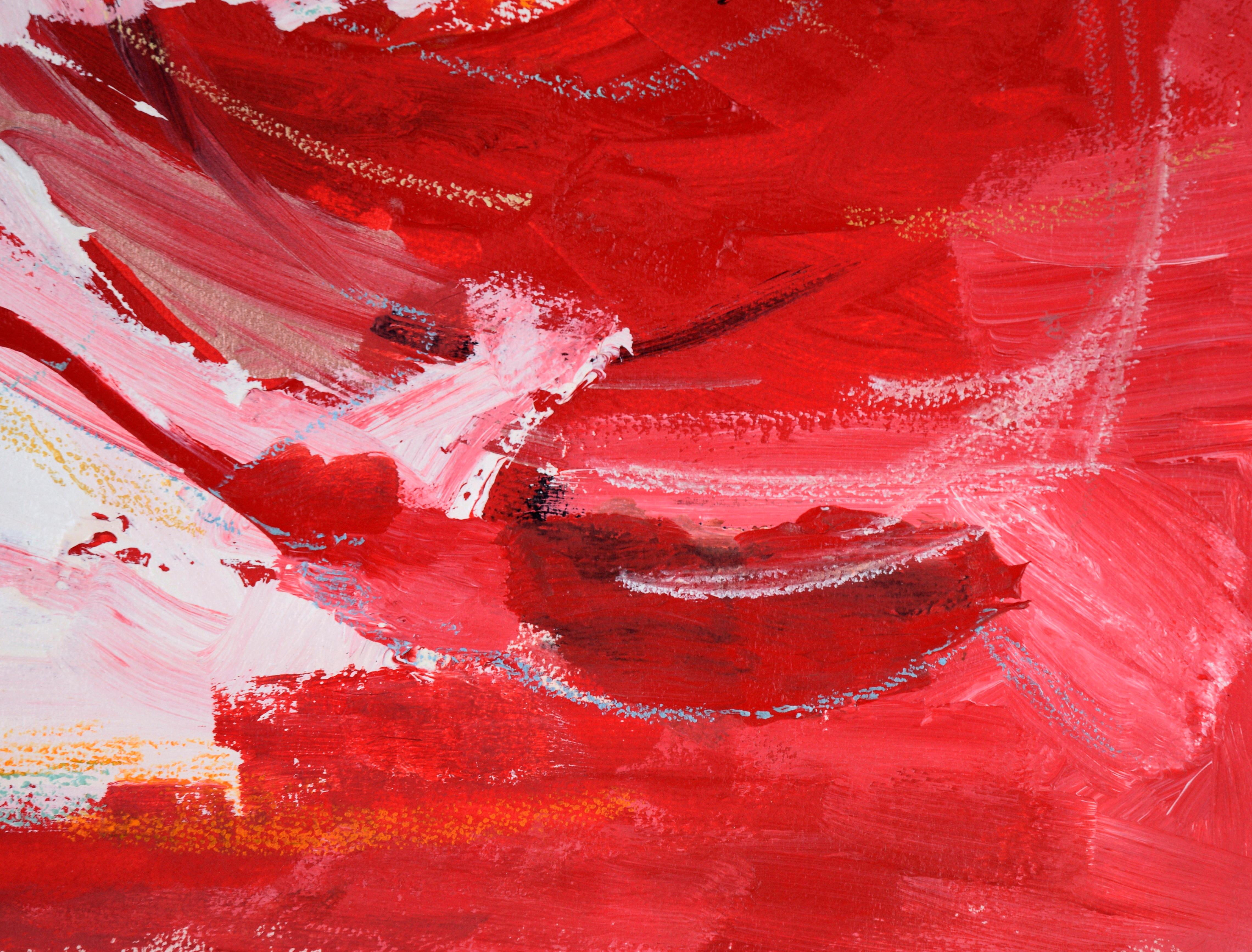 Black Sun in the Red and White Sky - Acrylic on Paper For Sale 1