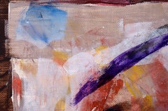 Bloques de color sobre un campo rojo en acrílico sobre papel texturizado