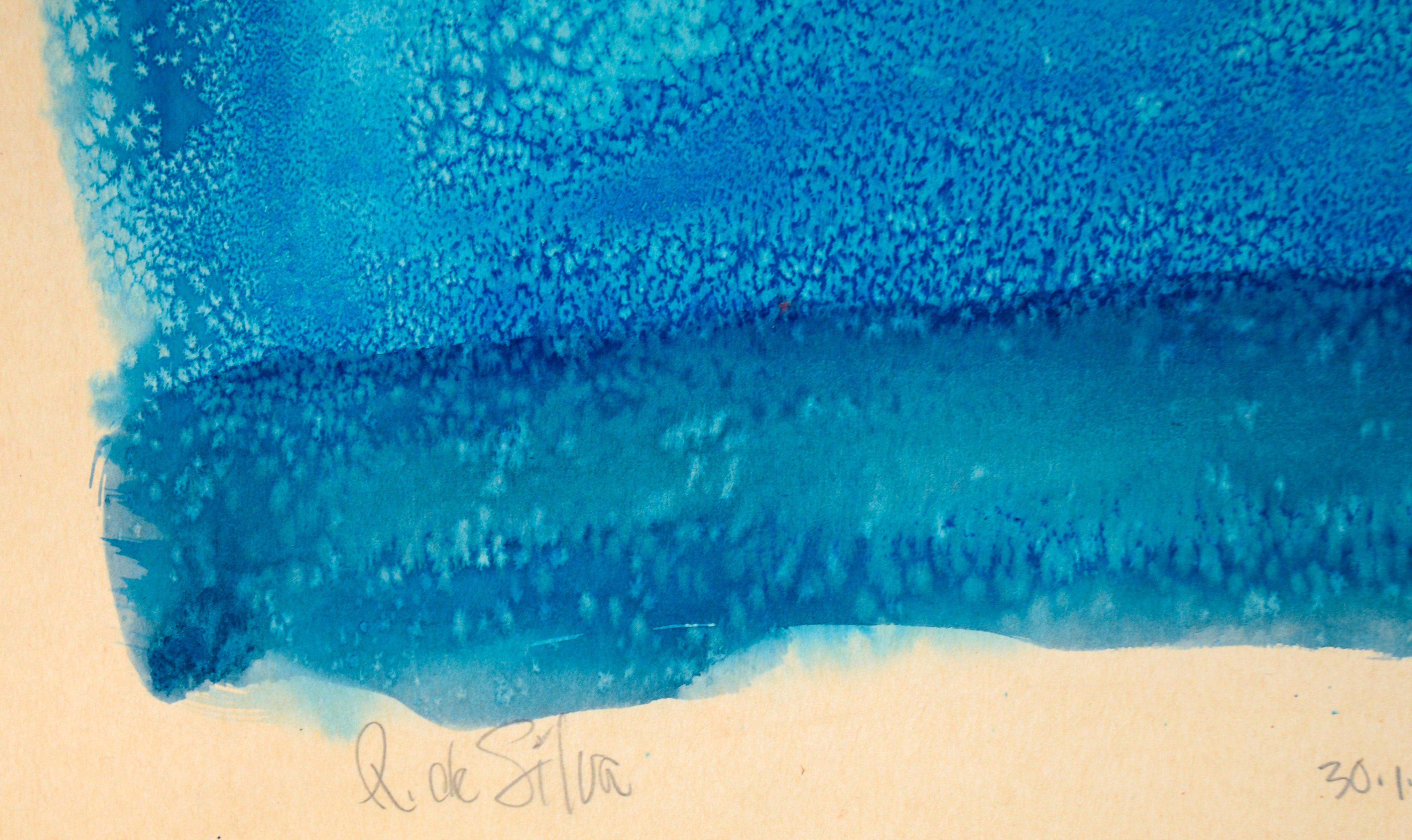 „Changing Seasons“ – Rot über Blau, Hommage an Mark Rothko in Acryl auf Papier im Angebot 2