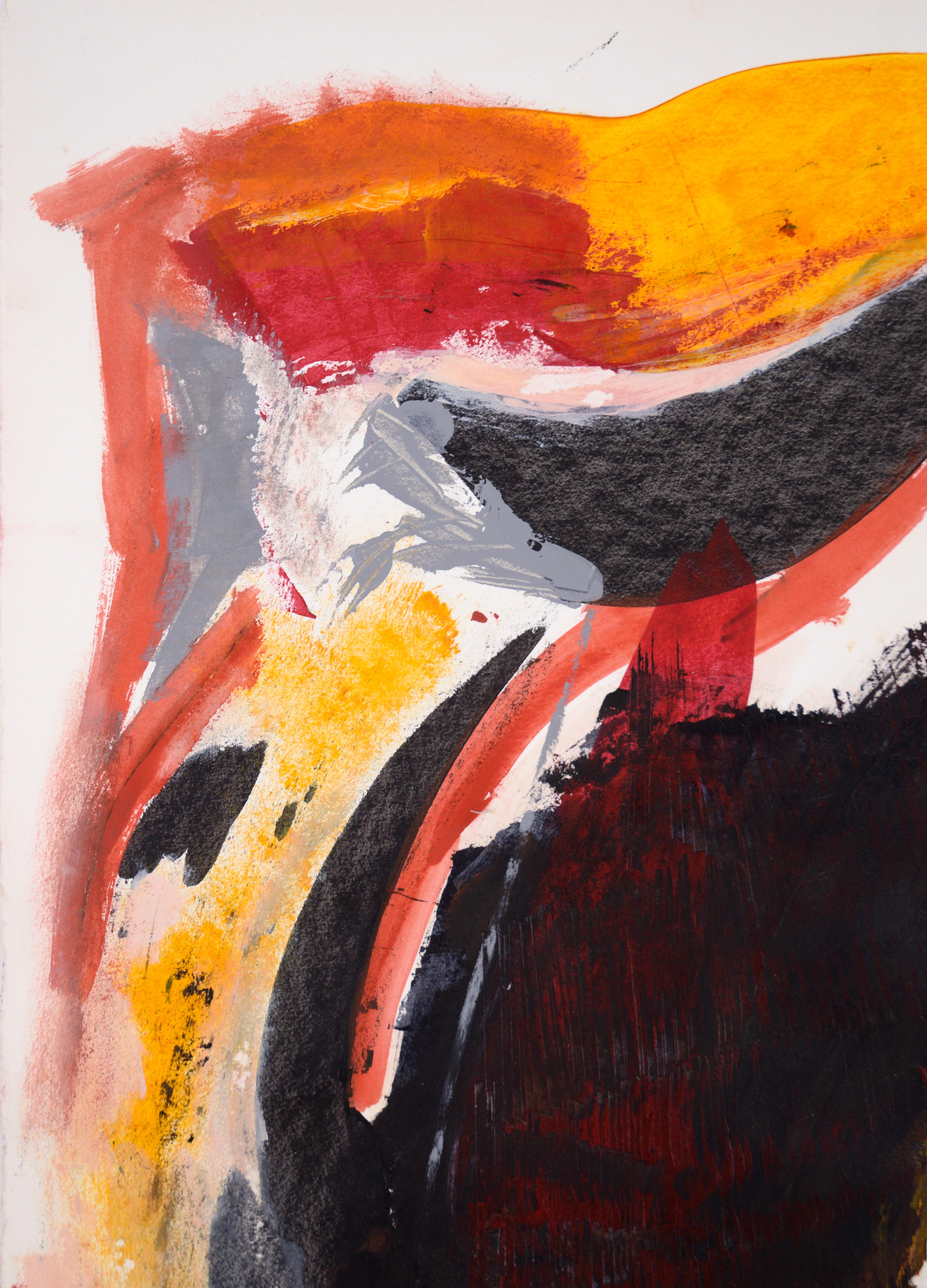 „Chat Noir“ – Abstrakter Expressionismus mit schwarzer Katze – Painting von Ricardo de Silva