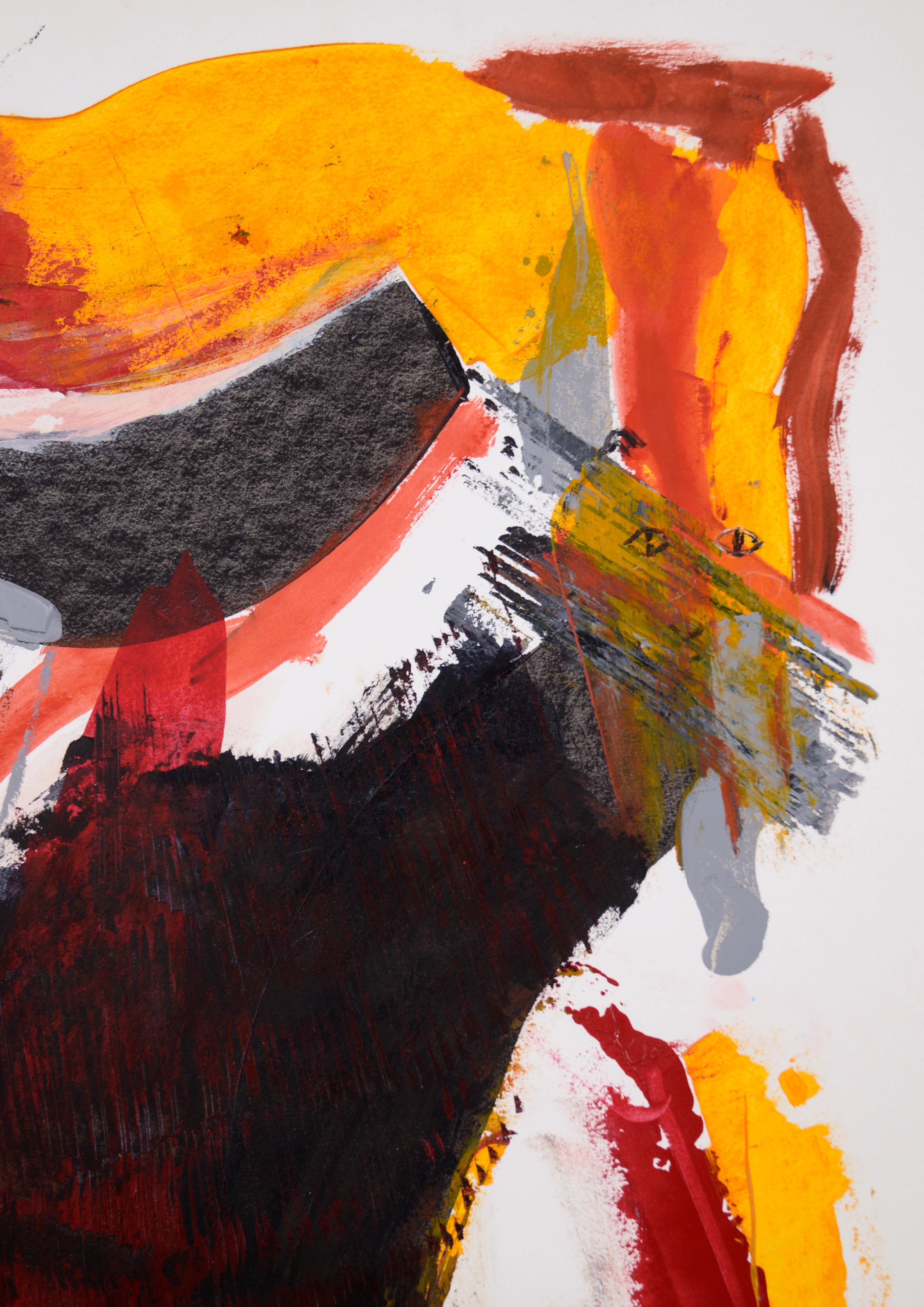 „Chat Noir“ – Abstrakter Expressionismus mit schwarzer Katze (Orange), Abstract Painting, von Ricardo de Silva