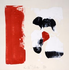 Color Field in Red, White, and Black - Vintage Latin American School, Signed