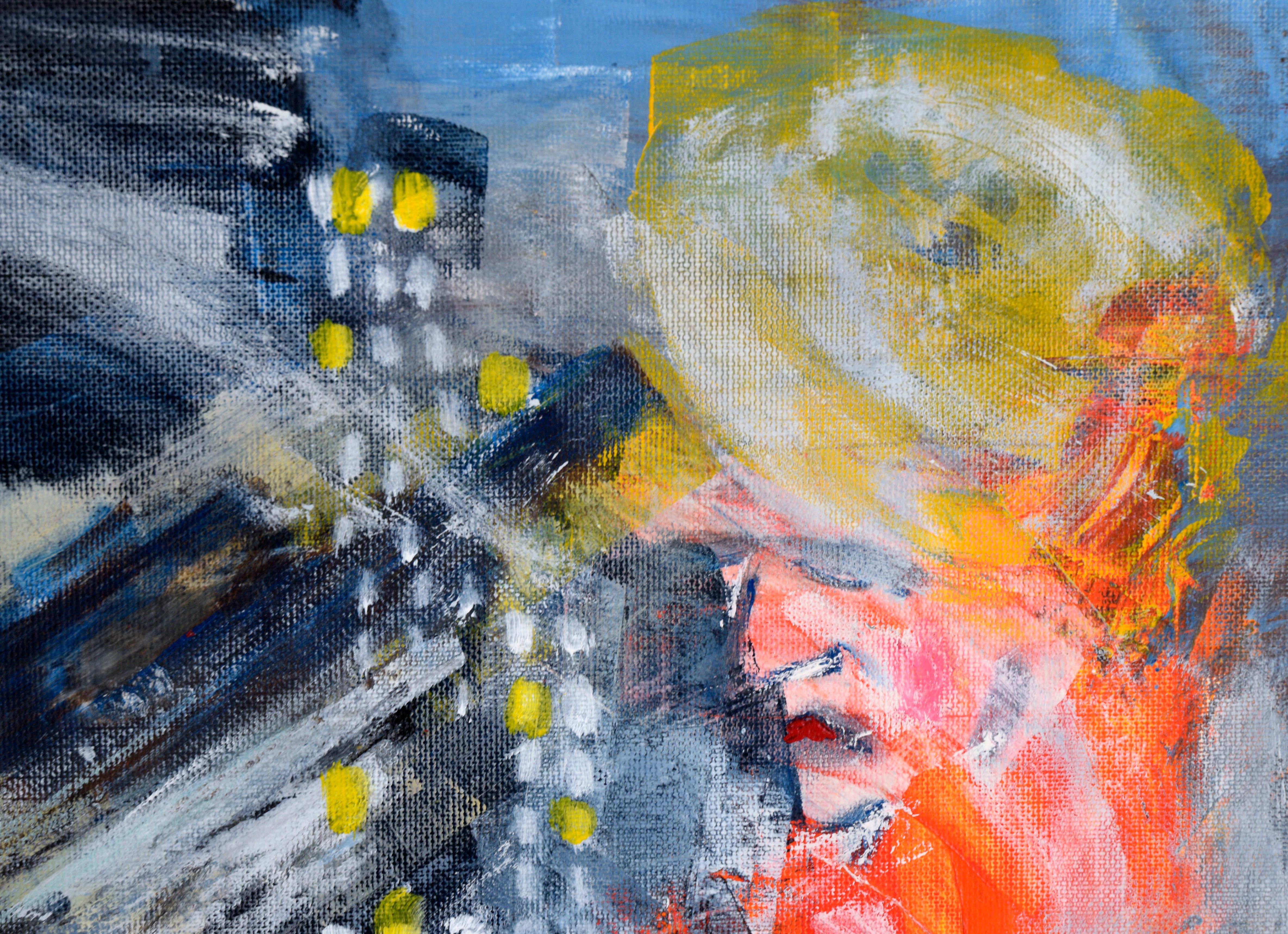 David Bowie - New York - Urban Landscape in Acrylic on Textured Paper - Painting by Ricardo de Silva