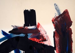 Figure Rising from a Yellow Field - Abstract Composition in Acrylic on Paper