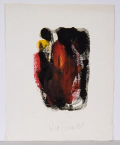 Figures and Portal in Red, Yellow, and Black - Abstract Latin American School