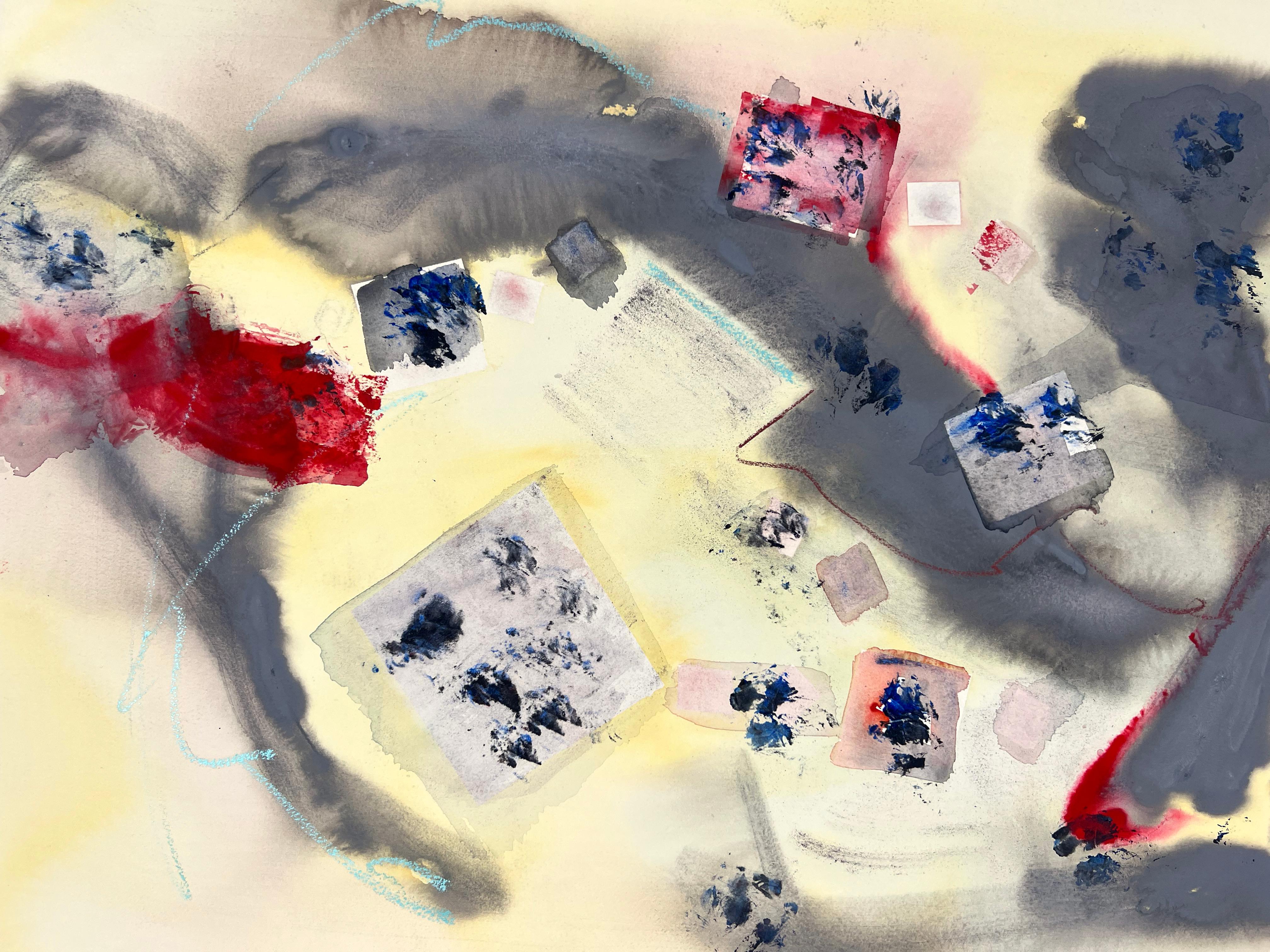 Figures at work or Play Abstraction Watercolor and Acrylic on Paper - Painting by Ricardo de Silva