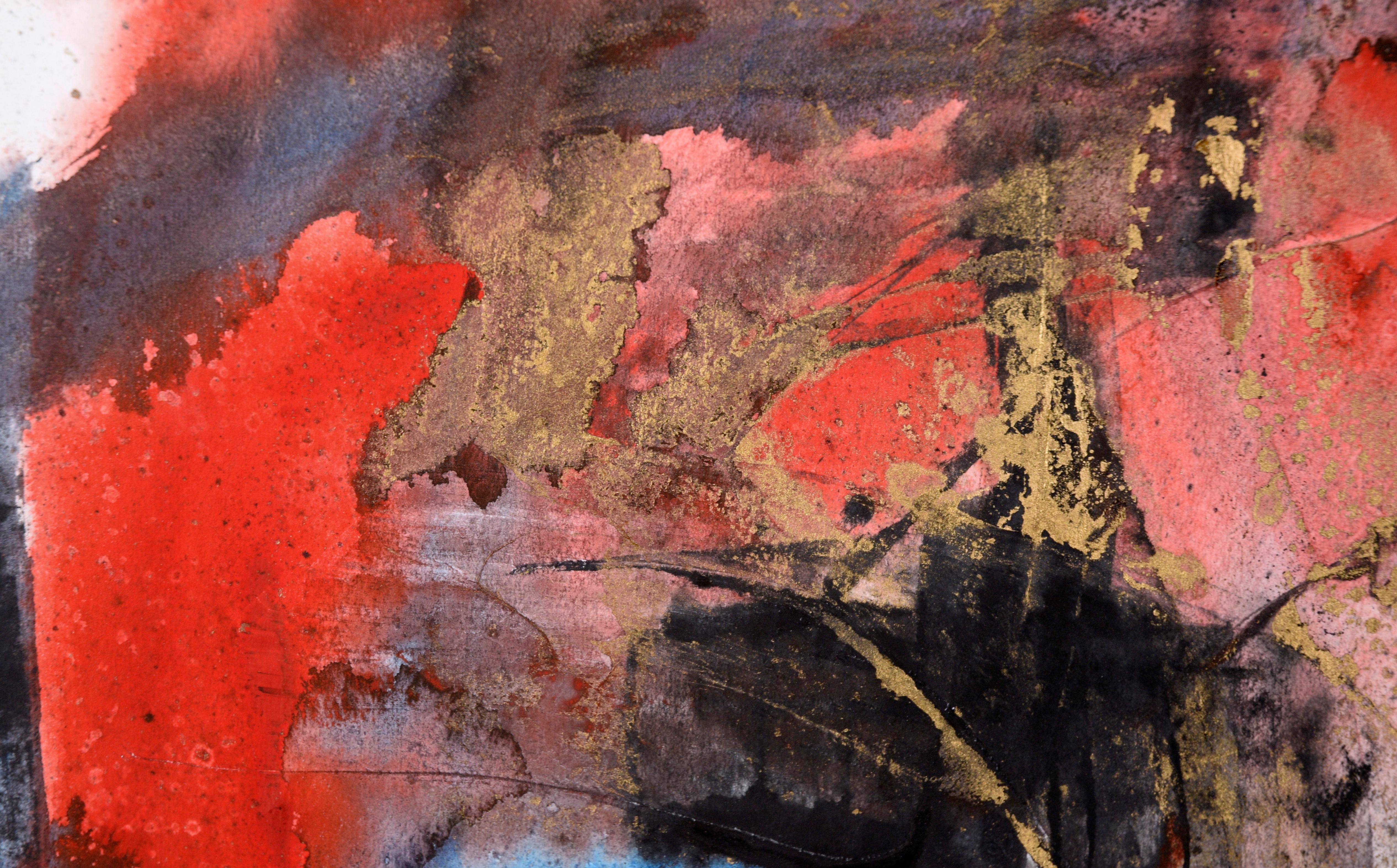Flecks of Gold - Abstract Composition in Acrylic on Paper - Painting by Ricardo de Silva