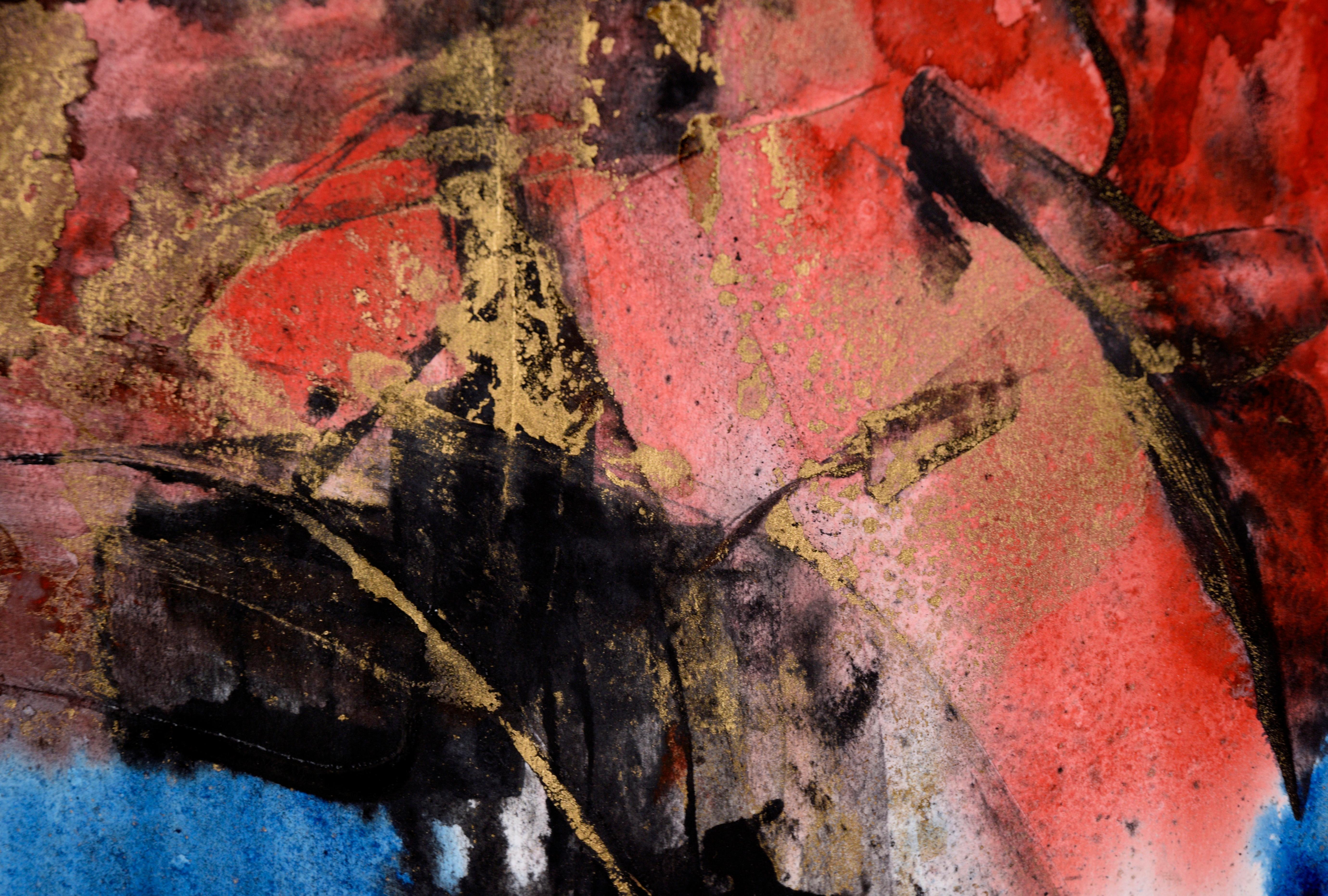 Flecks of Gold - Abstract Composition in Acrylic on Paper - Abstract Expressionist Painting by Ricardo de Silva