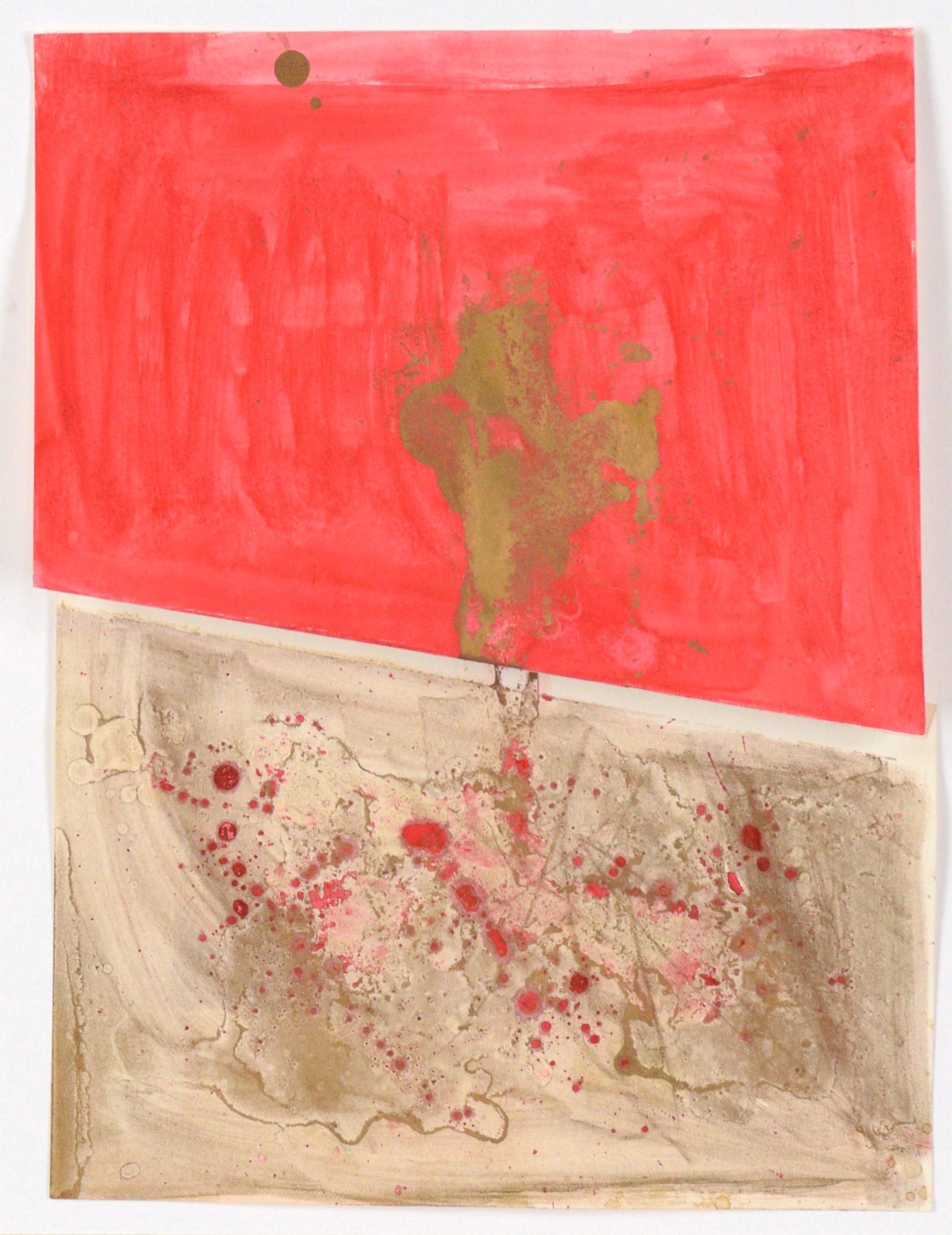 Folded Red and Gold Abstract Expressionist Composition in Acrylic on Paper - Painting by Ricardo de Silva