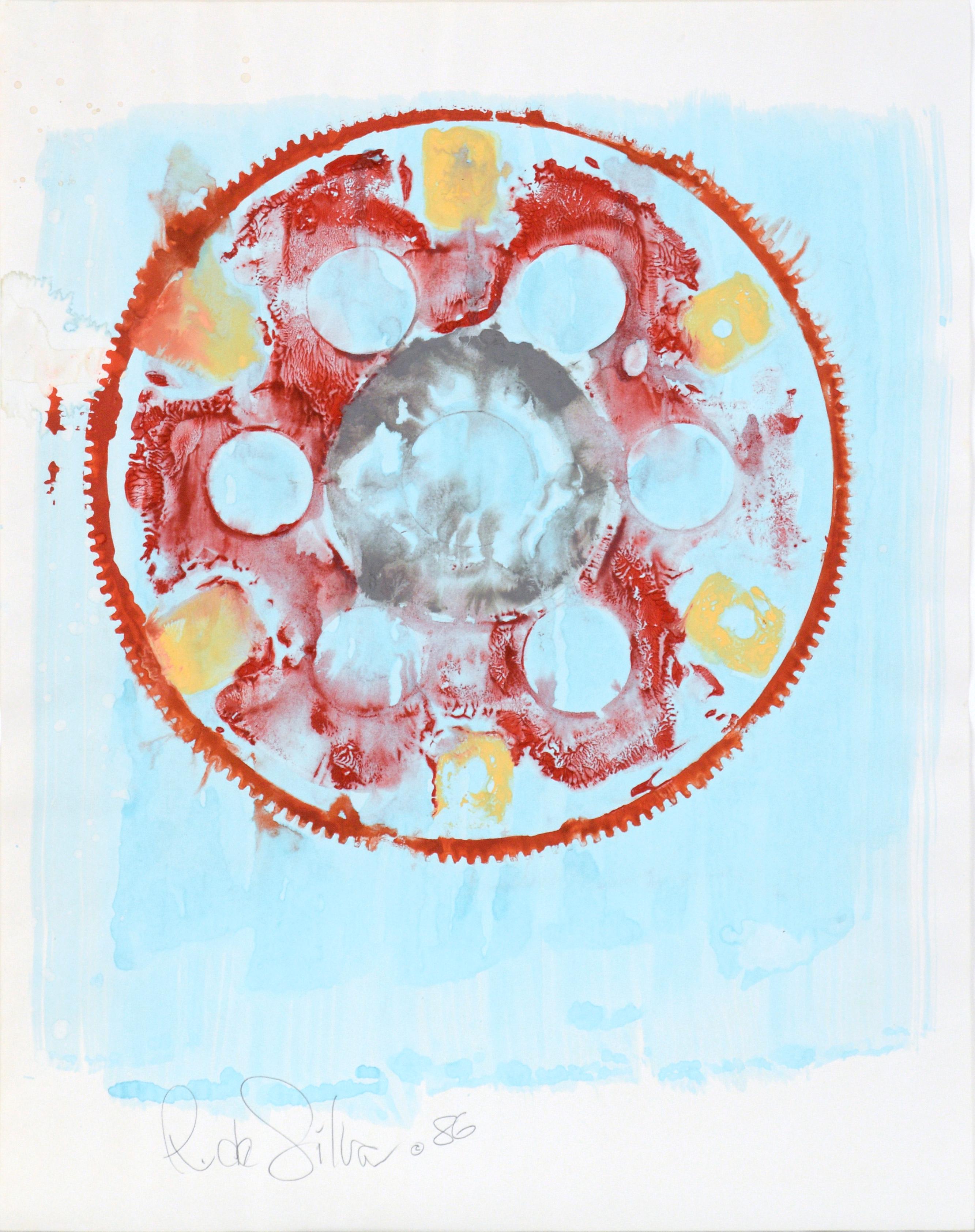 Abstract Painting Ricardo de Silva - Get in Gear II - Mandala d'expressionniste abstrait géométrique en acrylique sur papier