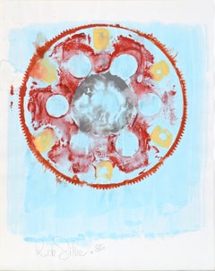 Get in Gear II – Geometrisches abstrakt-expressionistisches Mandala aus Acryl auf Papier