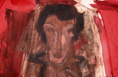 "Locked Out" - A Face and a Figure in Acrylic on Paper