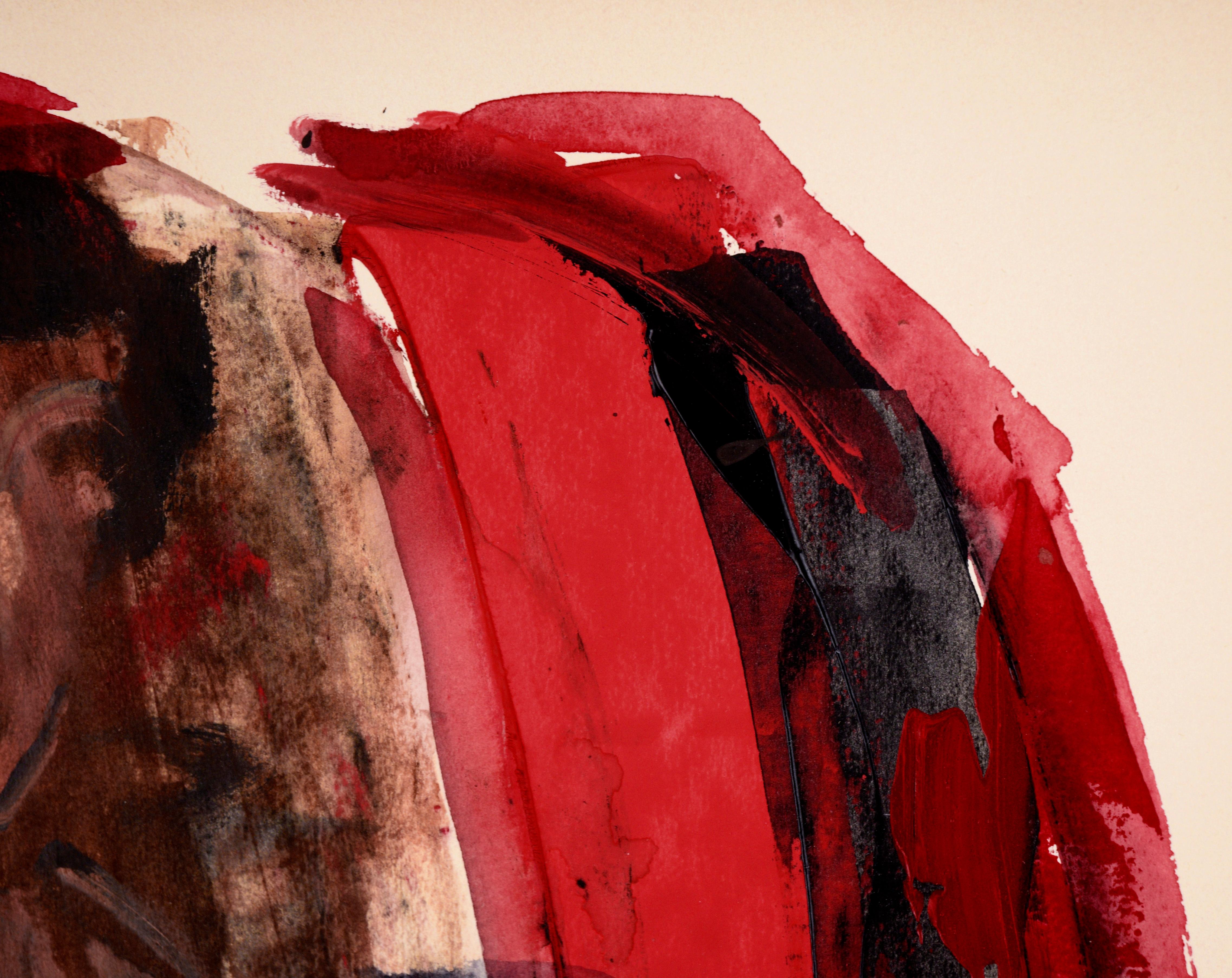 « Locked Out » - Un visage et une figure en acrylique sur papier en vente 1