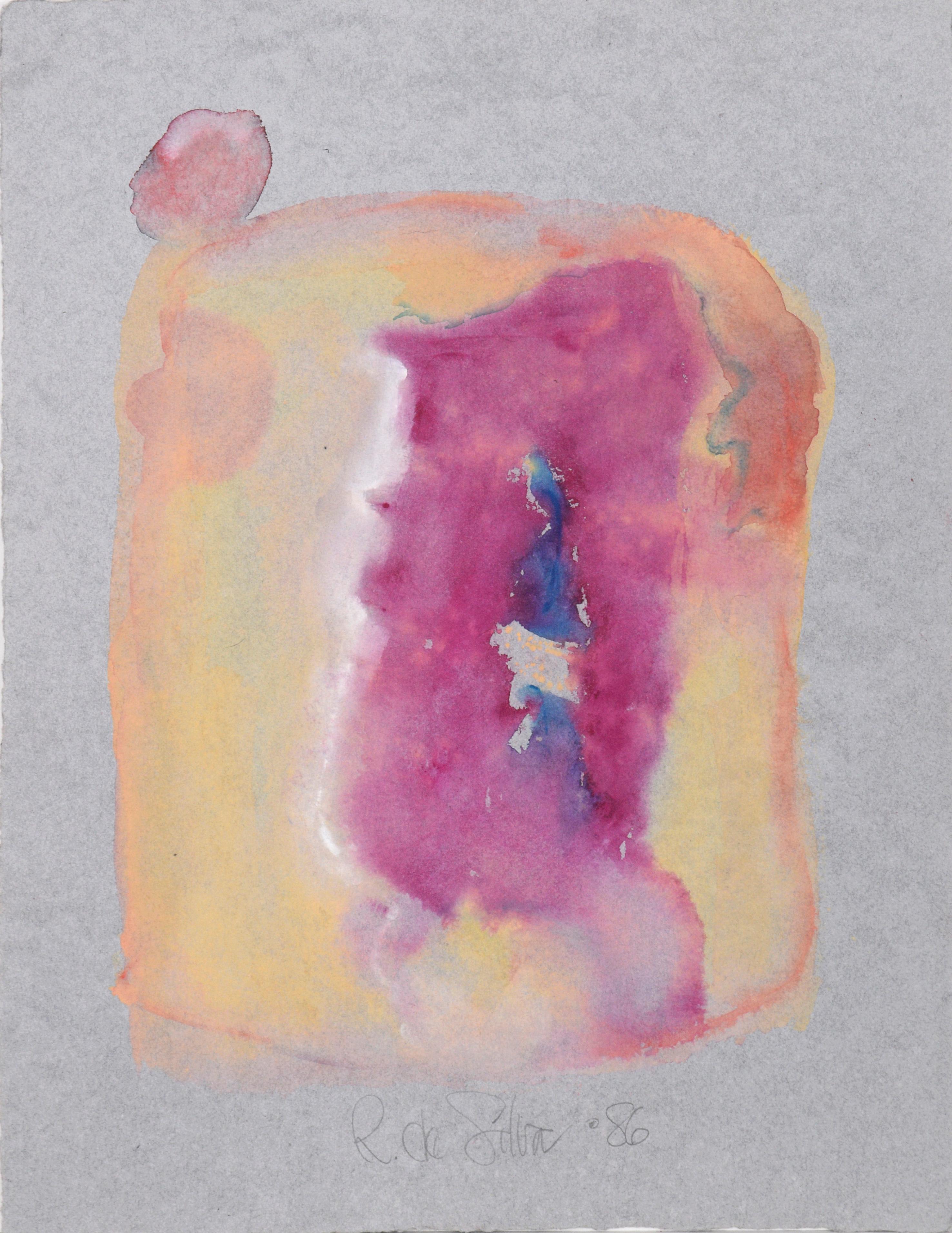 Magenta und Gelb Abstrakte expressionistische Komposition in Acryl auf Papier