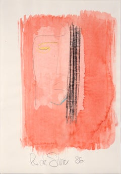 Minimalist Pink Abstract Figural in Acrylic on Paper