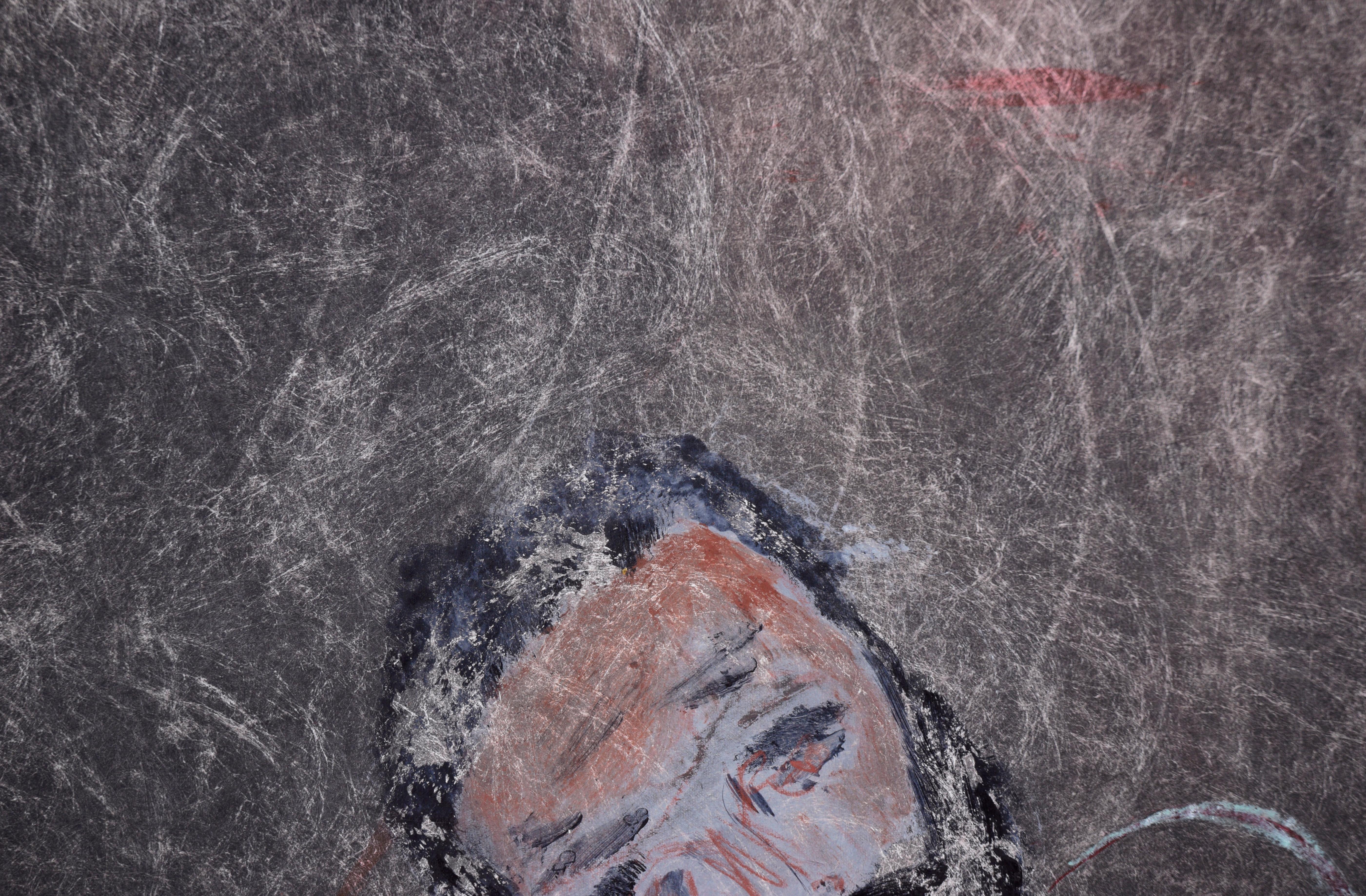 Vintage Latin American School Original Minimalist Painting  of Artist’s Self Portrait in Acrylic on Paper

Oustandingminimalist self portrait by California-based Latin American artist, Ricardo de Silva (American/Brazil, 20th C). The artist has