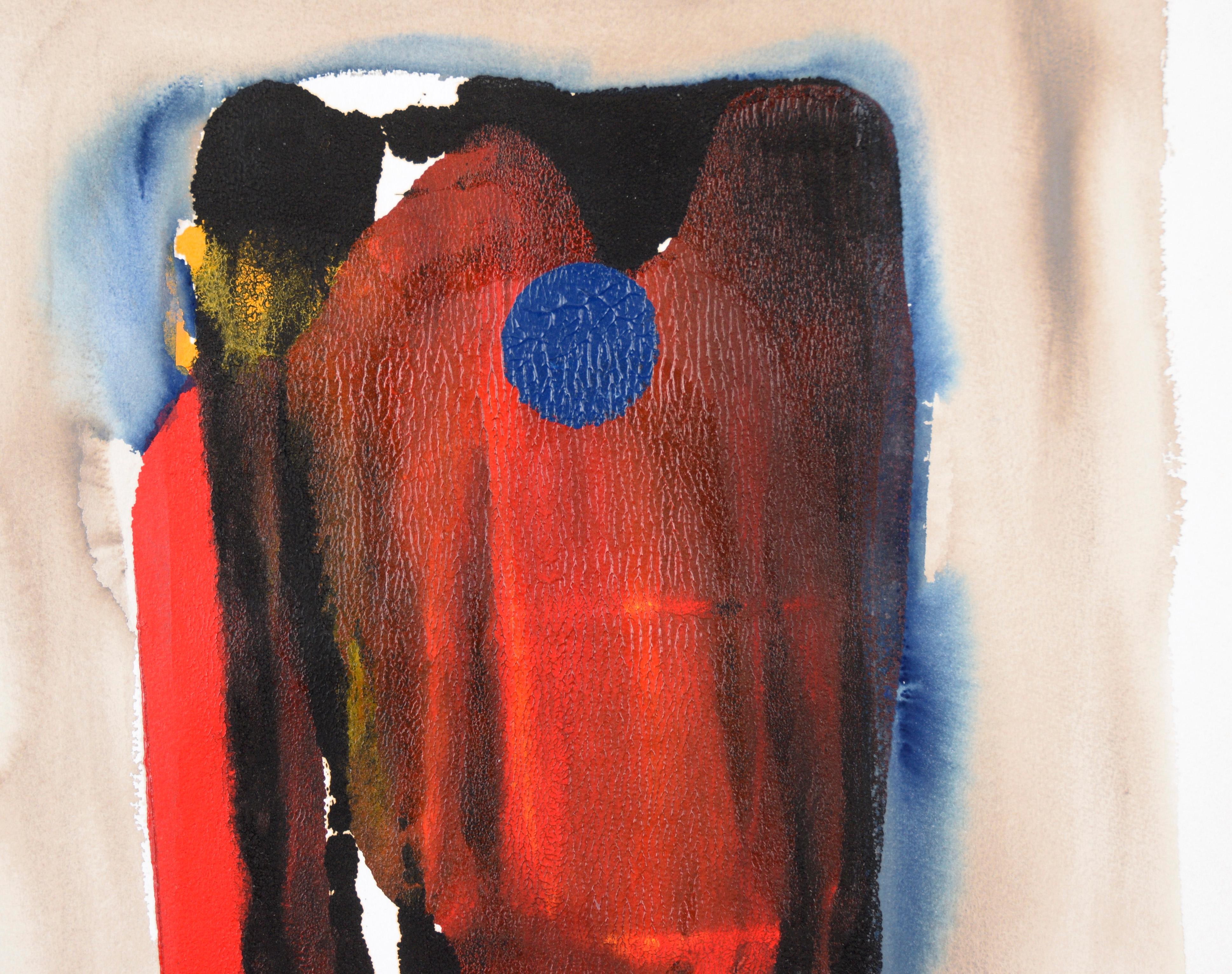 Monument en rouge, noir et bleu - Expressionniste abstrait à l'acrylique sur papier - Expressionnisme abstrait Painting par Ricardo de Silva