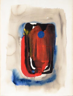 Monument in Rot, Schwarz und Blau - Abstrakter Expressionismus in Acryl auf Papier