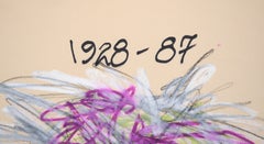 Portrait of Andy Warhol with Purple Hair in Pastel and Gouache on Paper