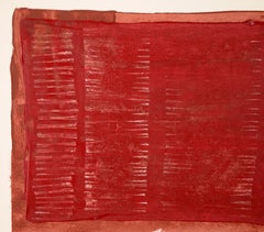 Portrait with Pink and Red Blocks in Acrylic on Heavy Paper