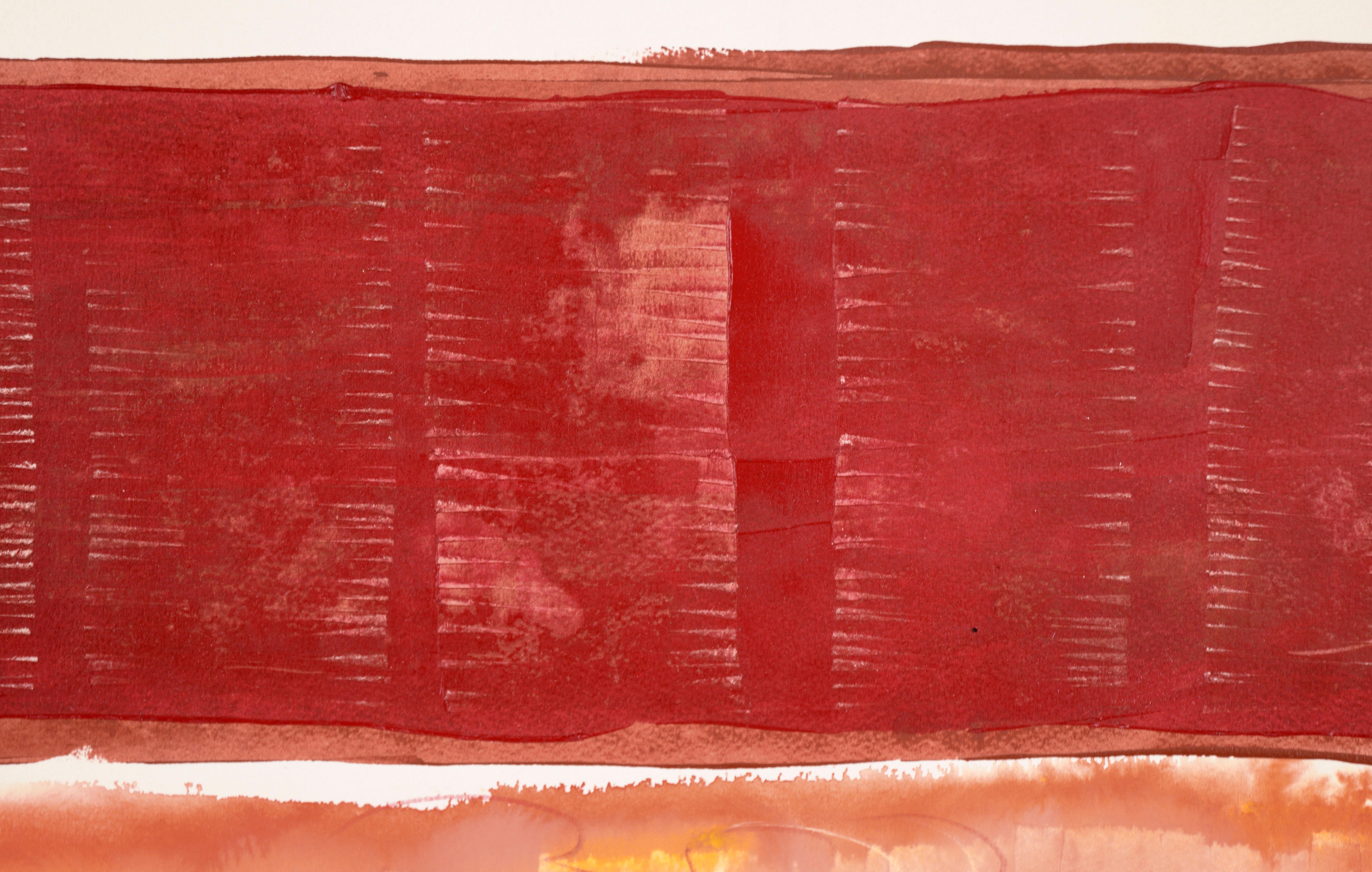 Portrait avec blocs roses et rouges en acrylique sur papier épais - Impressionnisme abstrait Painting par Ricardo de Silva