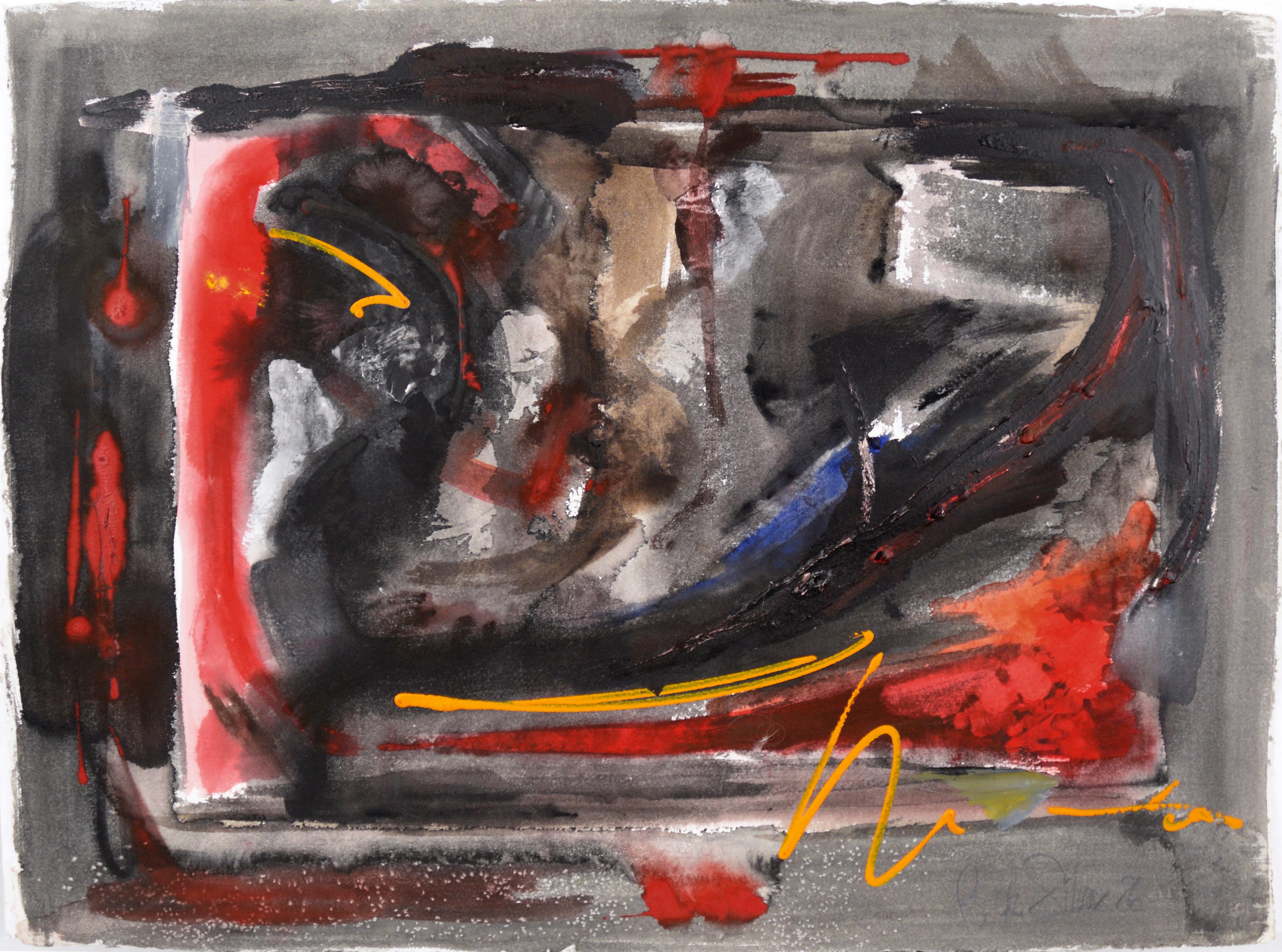Primary Colors Abstract Expressionist - Mixed Media on Paper
