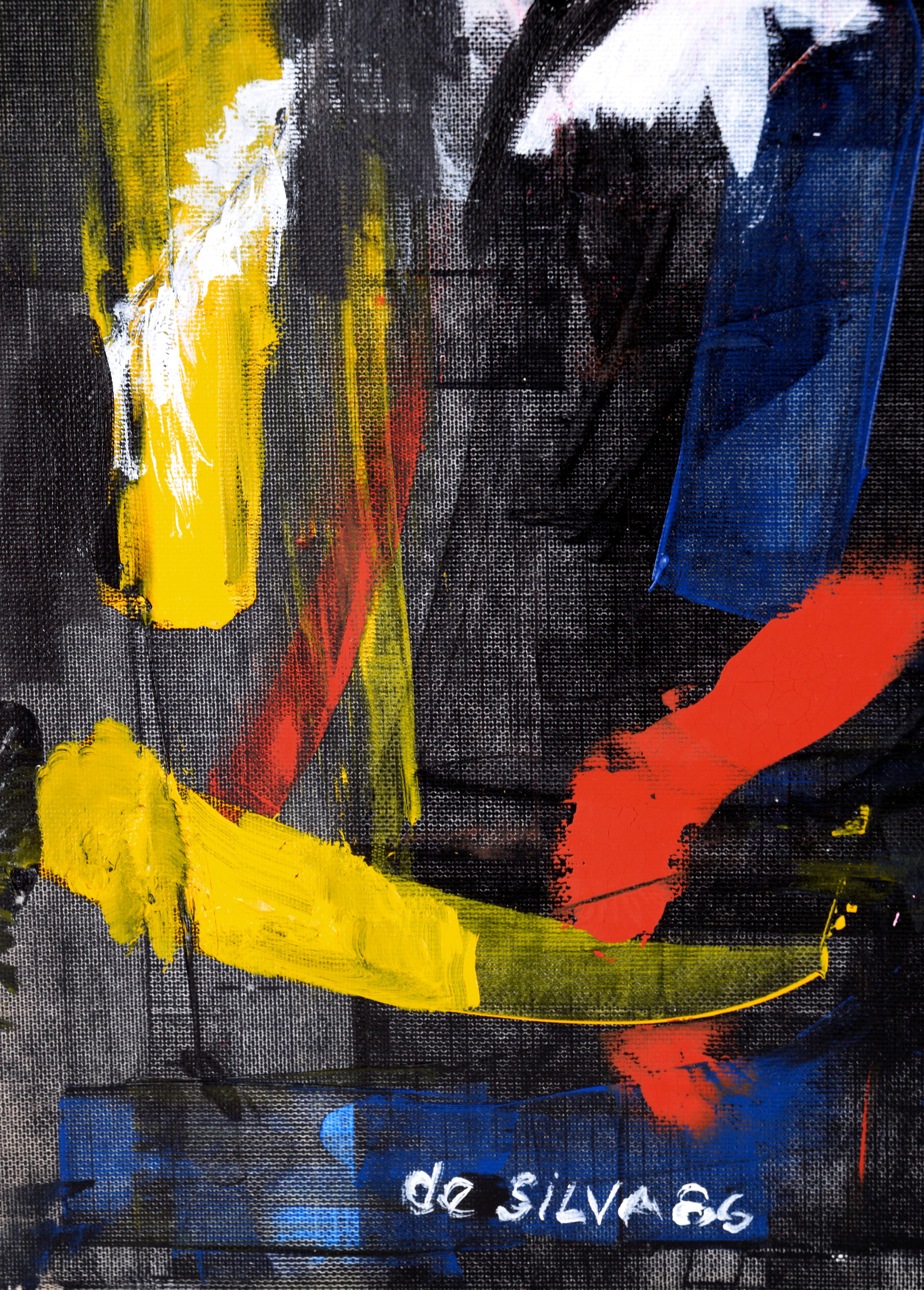 Primary Colors in Acrylic on Textured Paper Abstract Expressionist San Francisco For Sale 1
