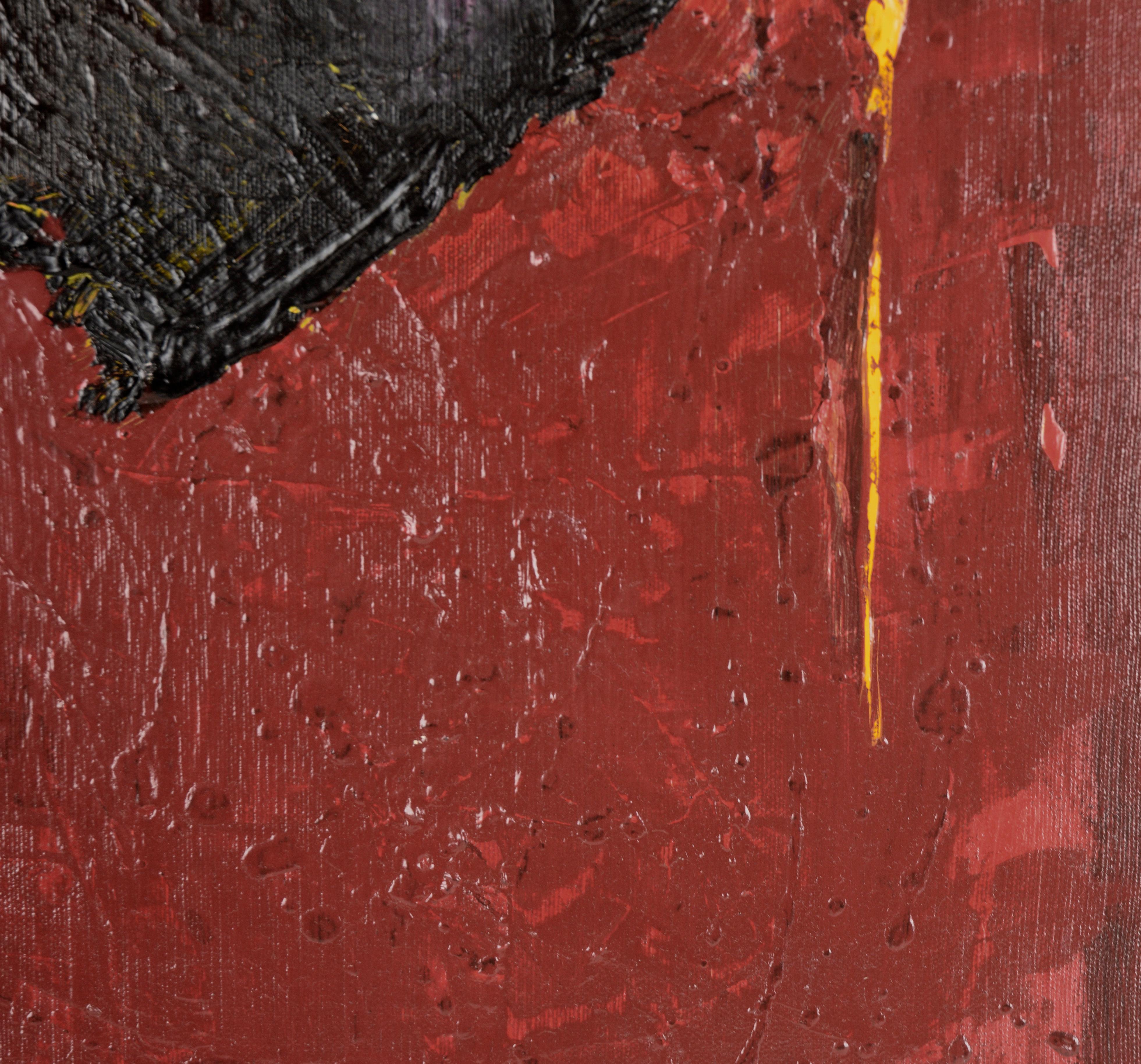 Roter und schwarzer abstrakter Expressionist – Hommage an Jose Guerrero in Acryl

Reich strukturierte abstrakte Malerei des in Kalifornien lebenden Künstlers Ricardo de Silva (Amerikaner/Brasilien, 20. Jh.). Dieses Stück ist aufgrund der dicken