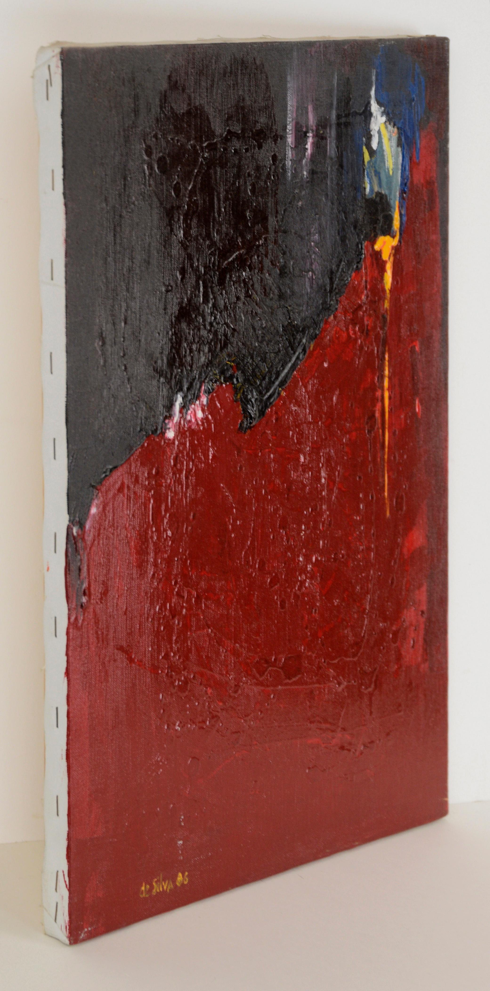 Roter und schwarzer abstrakter Expressionist – Hommage an Jose Guerrero in Acryl im Angebot 3