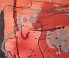 Red Black and Grey Abstract Expressionist in Acrylic and Pastel on Paper