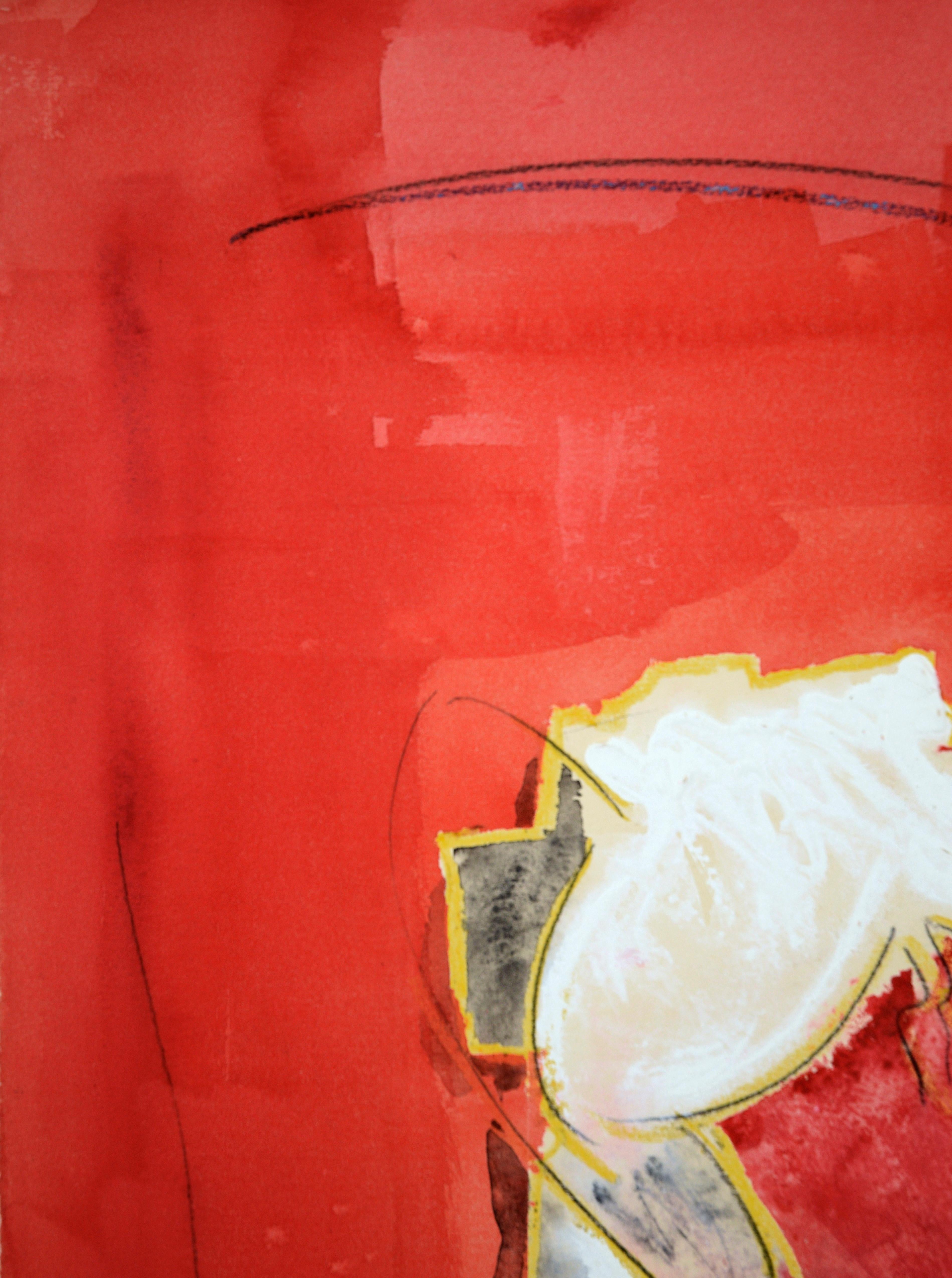 Roter Mieder abstrakter Akt  – Painting von Ricardo de Silva