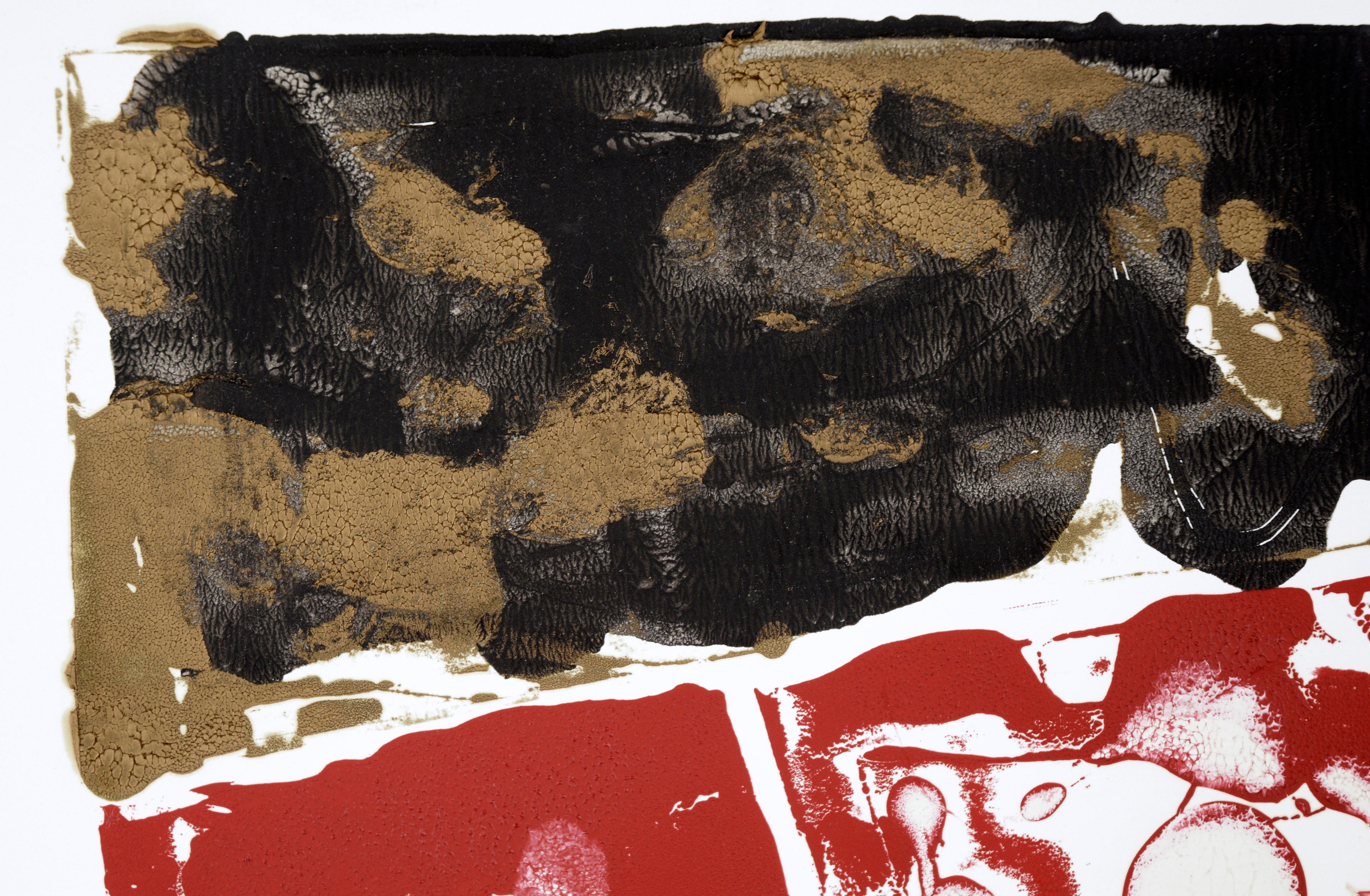 Red Monument - Abstract Composition in Acrylic on Paper For Sale 2