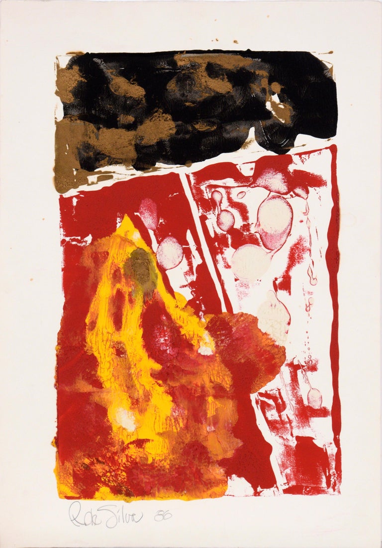 Ricardo de Silva Red Monument Abstract Composition in Acrylic on Paper For Sale at 1stDibs