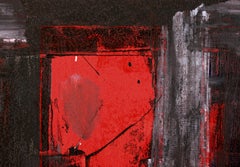 Red Portal Abstract Impressionist Composition in Acrylic on Heavy Arches Paper