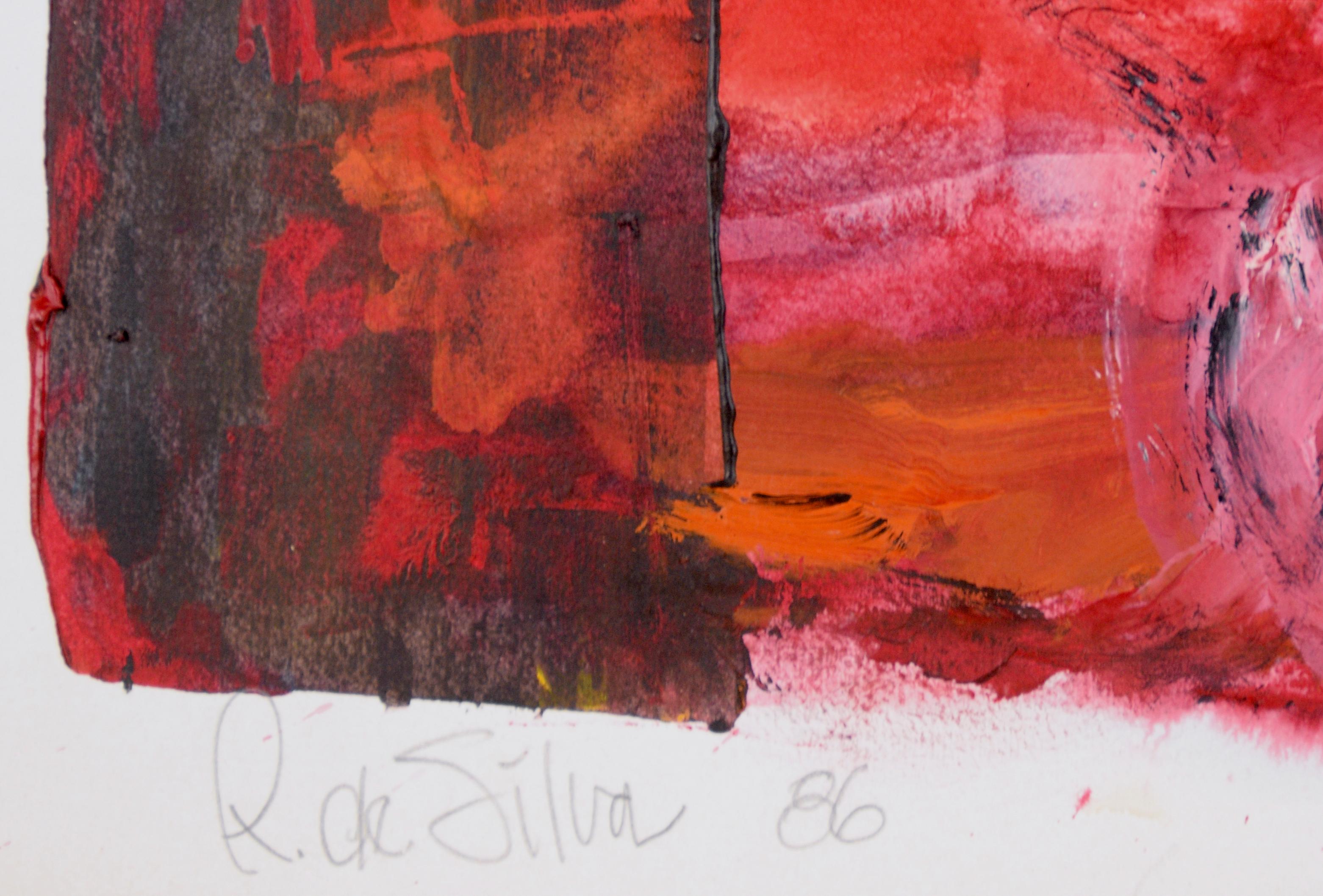 Red Tent Abstract Expressionist - Acrylic on Paper For Sale 3