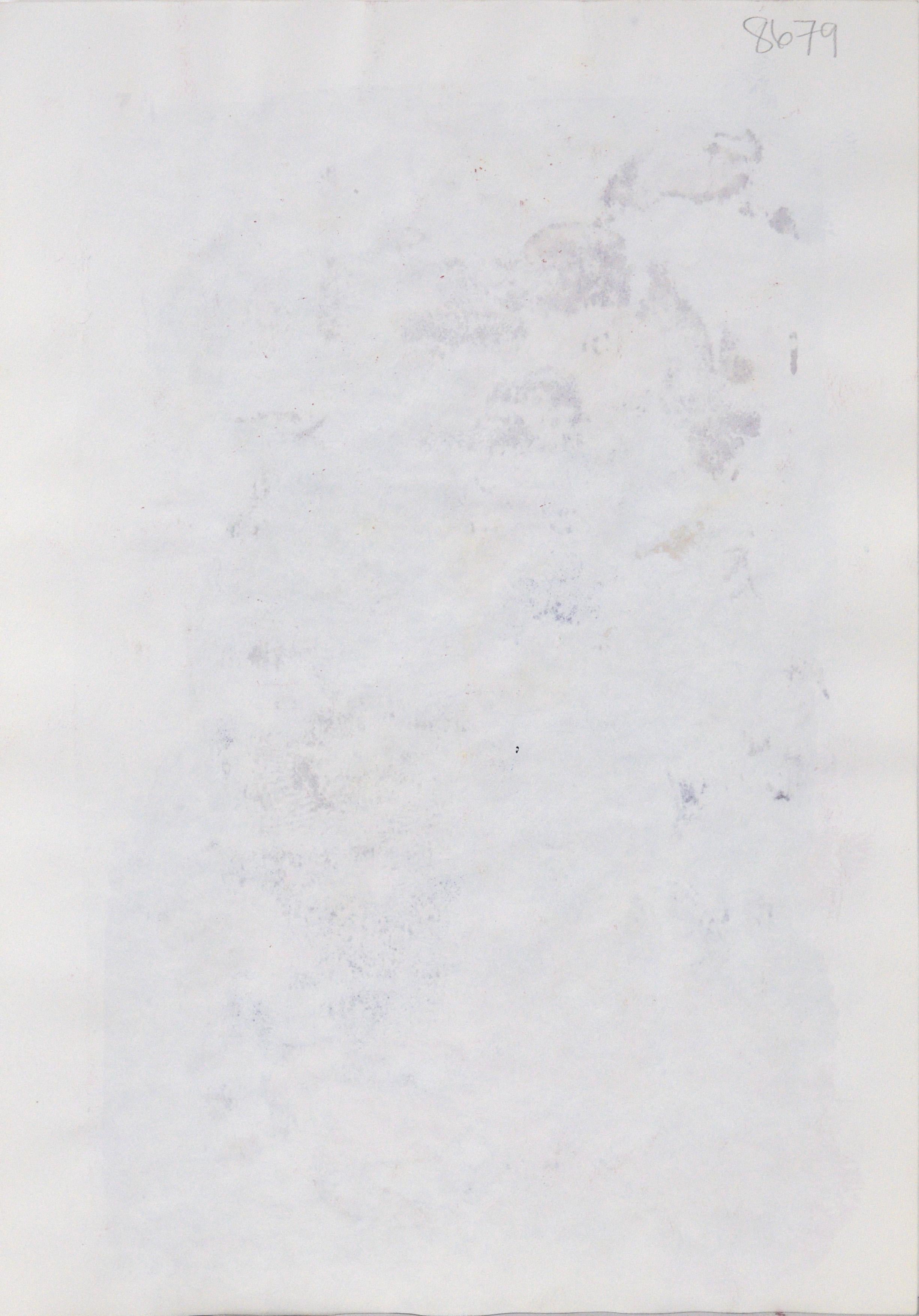 Composition figurative abstraite en acrylique sur papier rouge, blanc et violet en vente 5