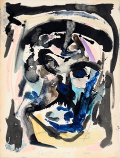 "Ricardo" - Abstraktes expressionistisches Self-Portrait in Acryl auf Papier
