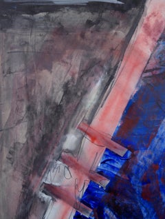 Right Turn on the Railroad Track - Abstract Expressionist Mixed Media on Paper