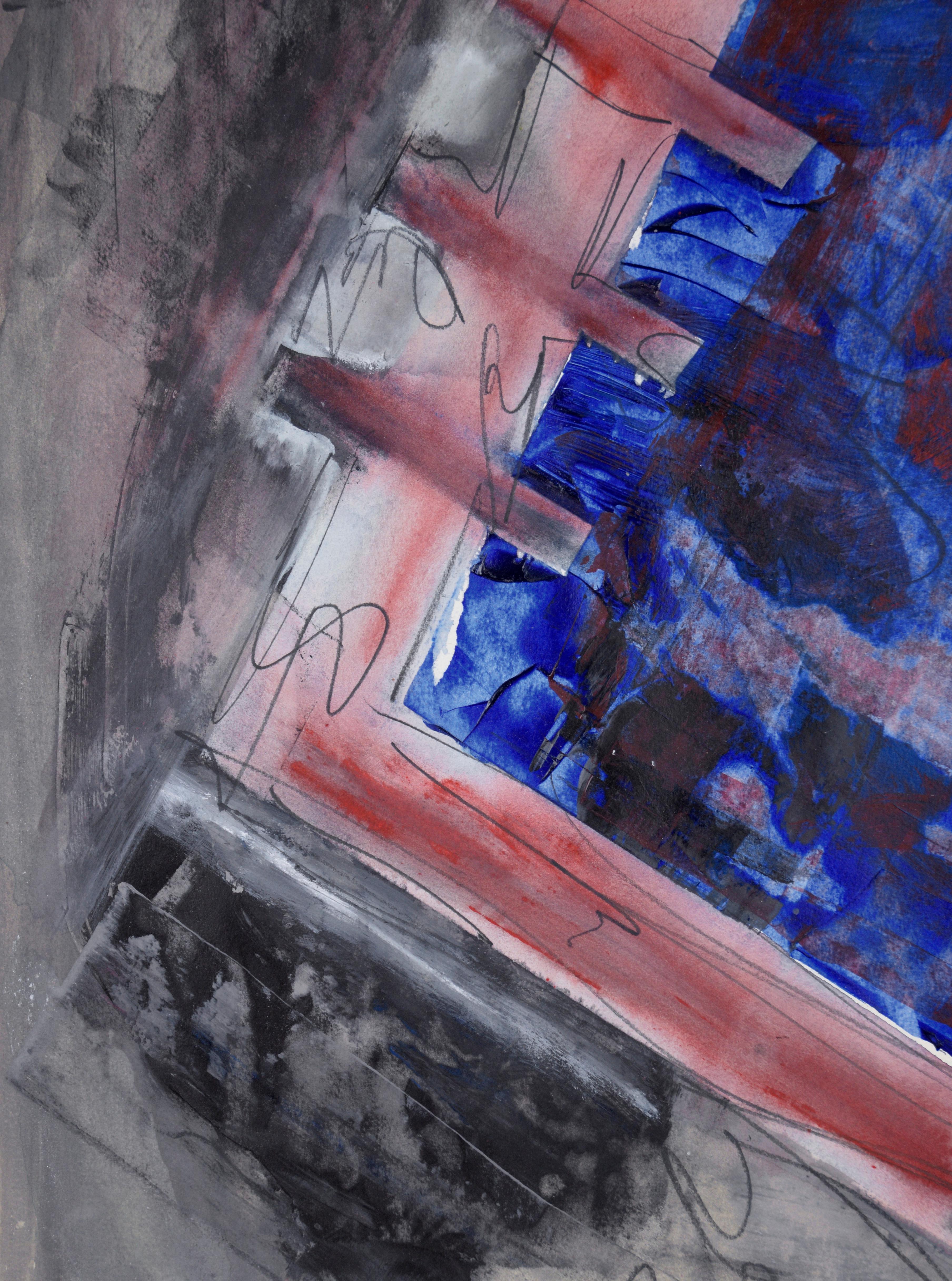 Right Turn on the Railroad Track - Abstract Expressionist Mixed Media on Paper For Sale 3
