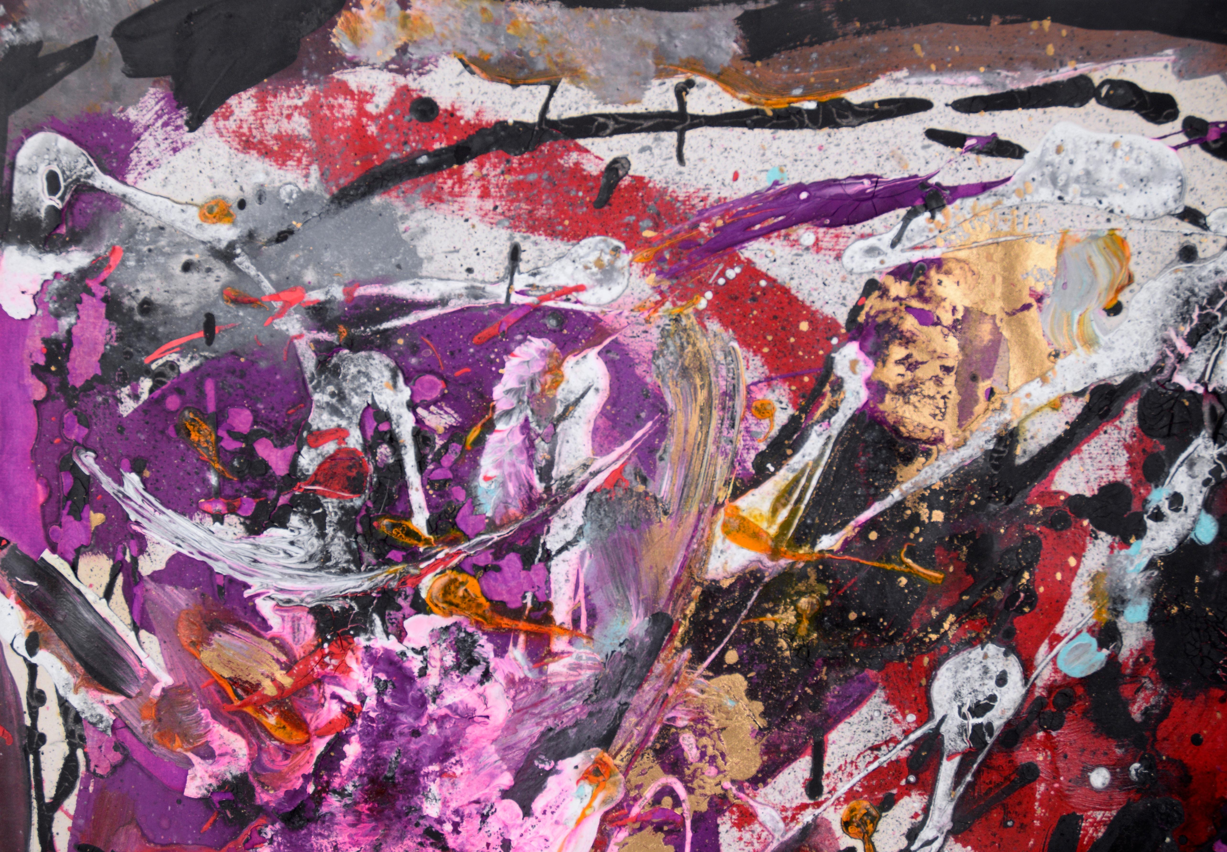 Abstrakt-expressionistisches Acryl auf Papier, „Samba Underground“ – Painting von Ricardo de Silva