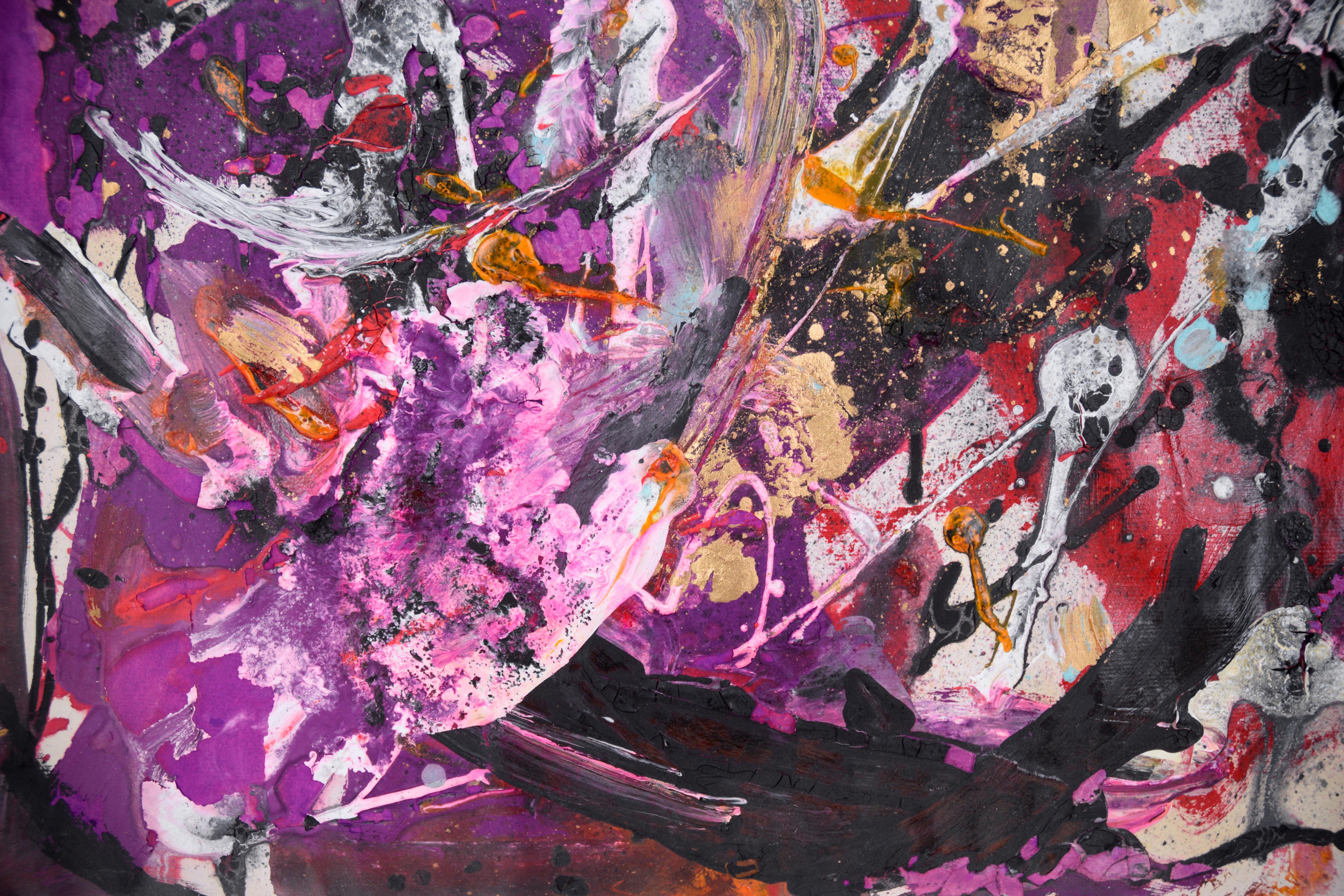 Abstrakt-expressionistisches Acryl auf Papier, „Samba Underground“ im Angebot 1