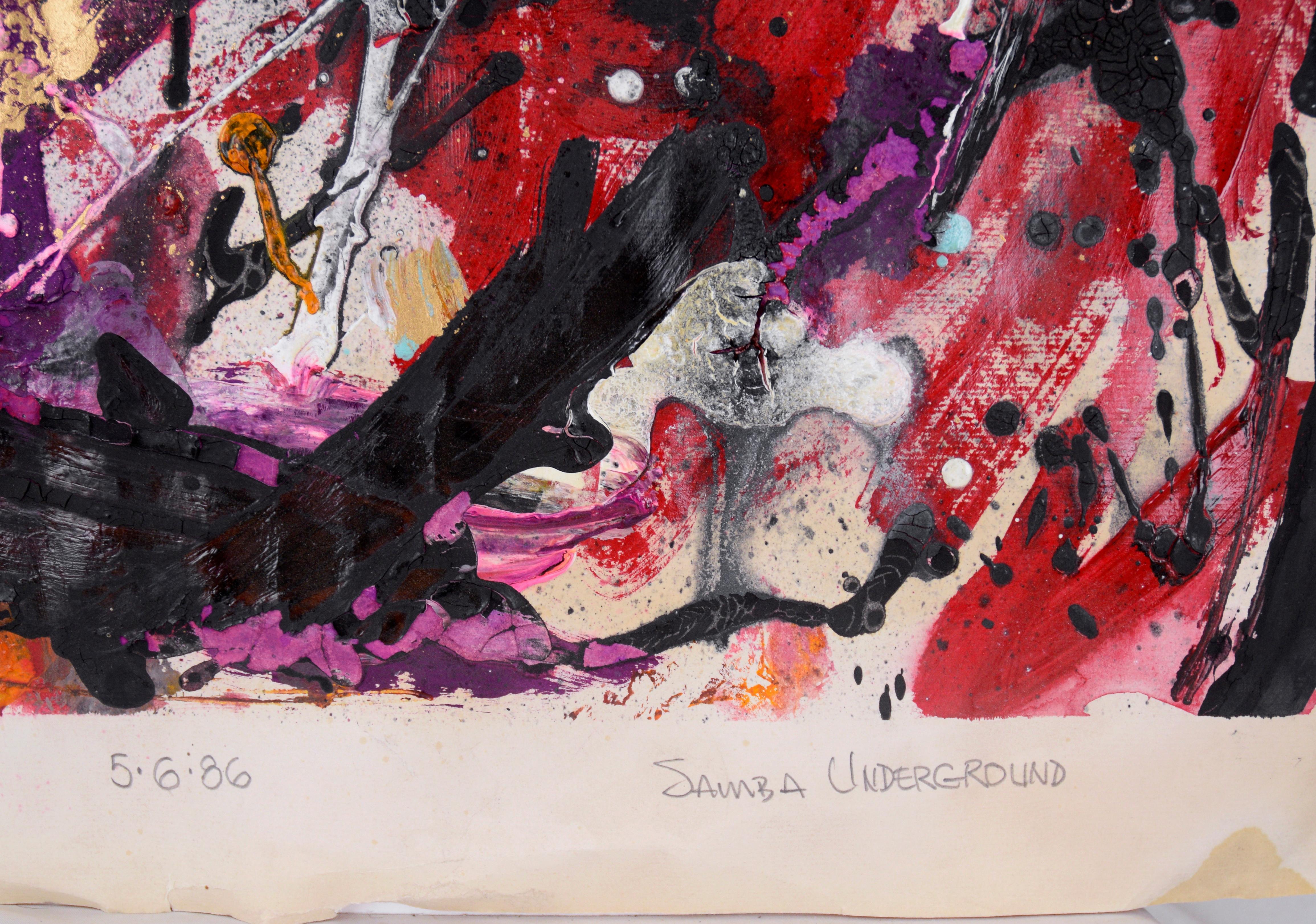 Abstrakt-expressionistisches Acryl auf Papier, „Samba Underground“ im Angebot 3