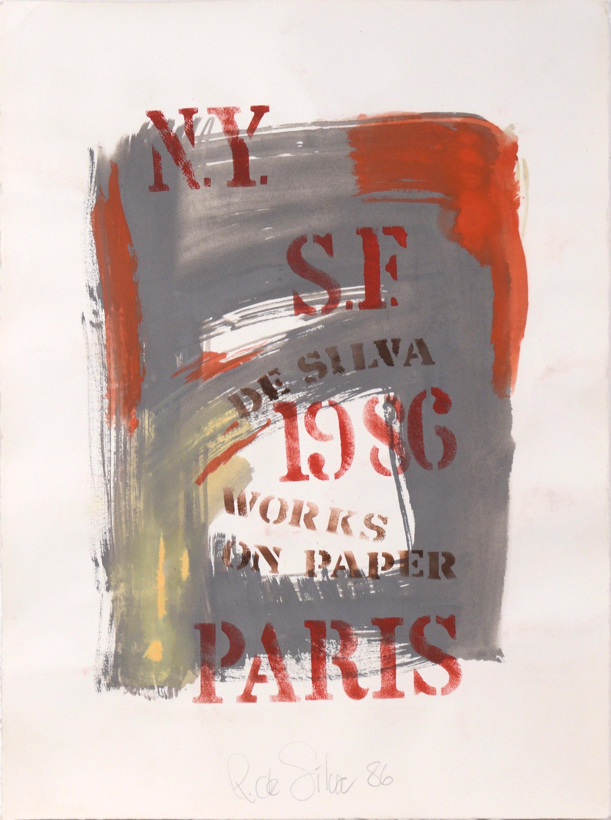 Ricardo de Silva Abstract Painting – Show-Poster, Monoprint (Arbeiten auf Papier) – Vintage, lateinamerikanische Schule