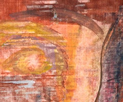 Stone Faces Buddha - Abstract Portrait in Acrylic on Textured Paper