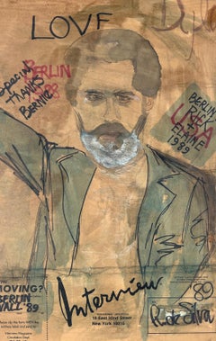 The Berlin Wall in Gouache on Interview Magazine Back Page 1989 Modernism