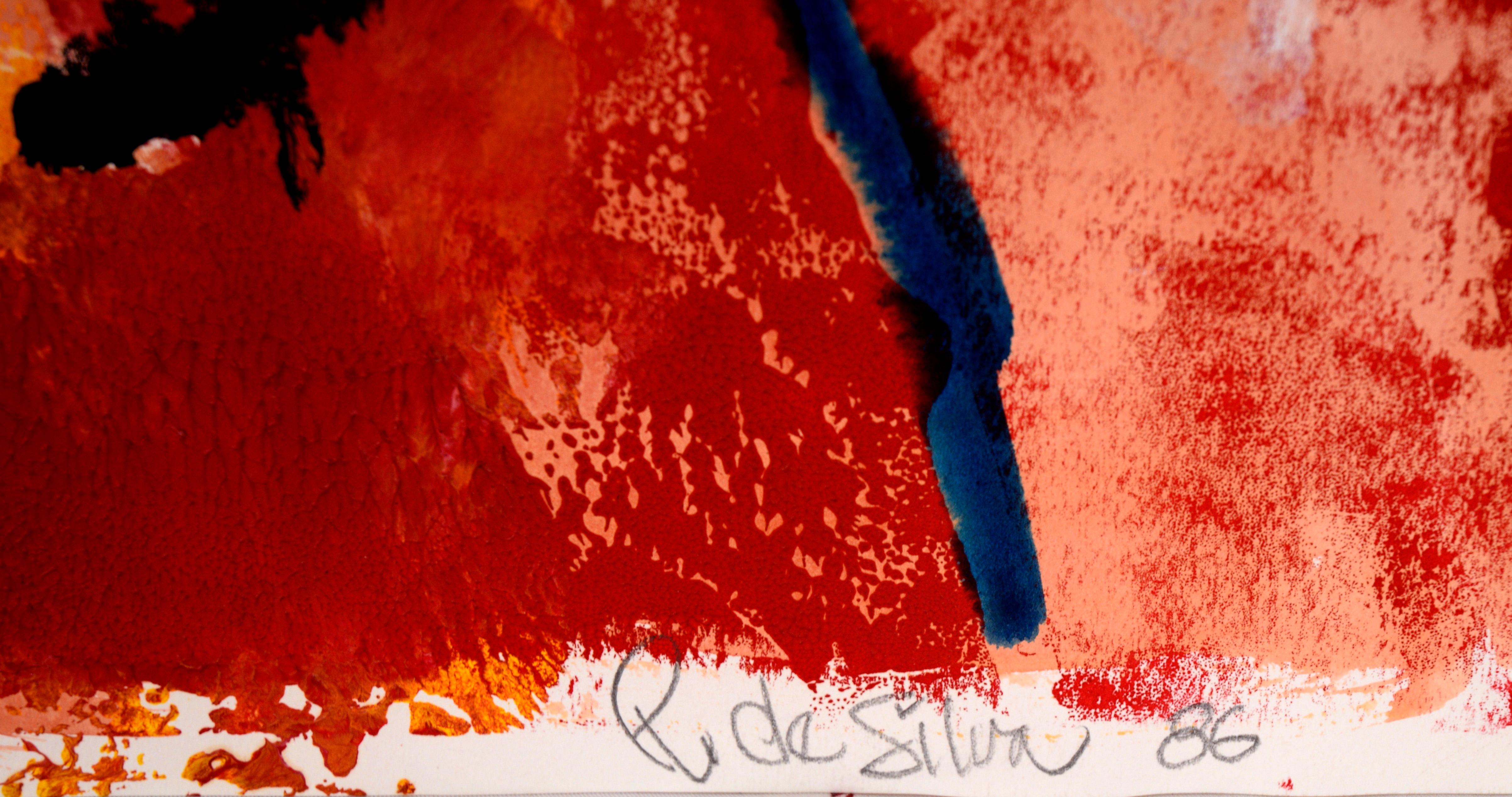 The Kiss - Abstract Figurative Composition in Acrylic on Paper For Sale 2