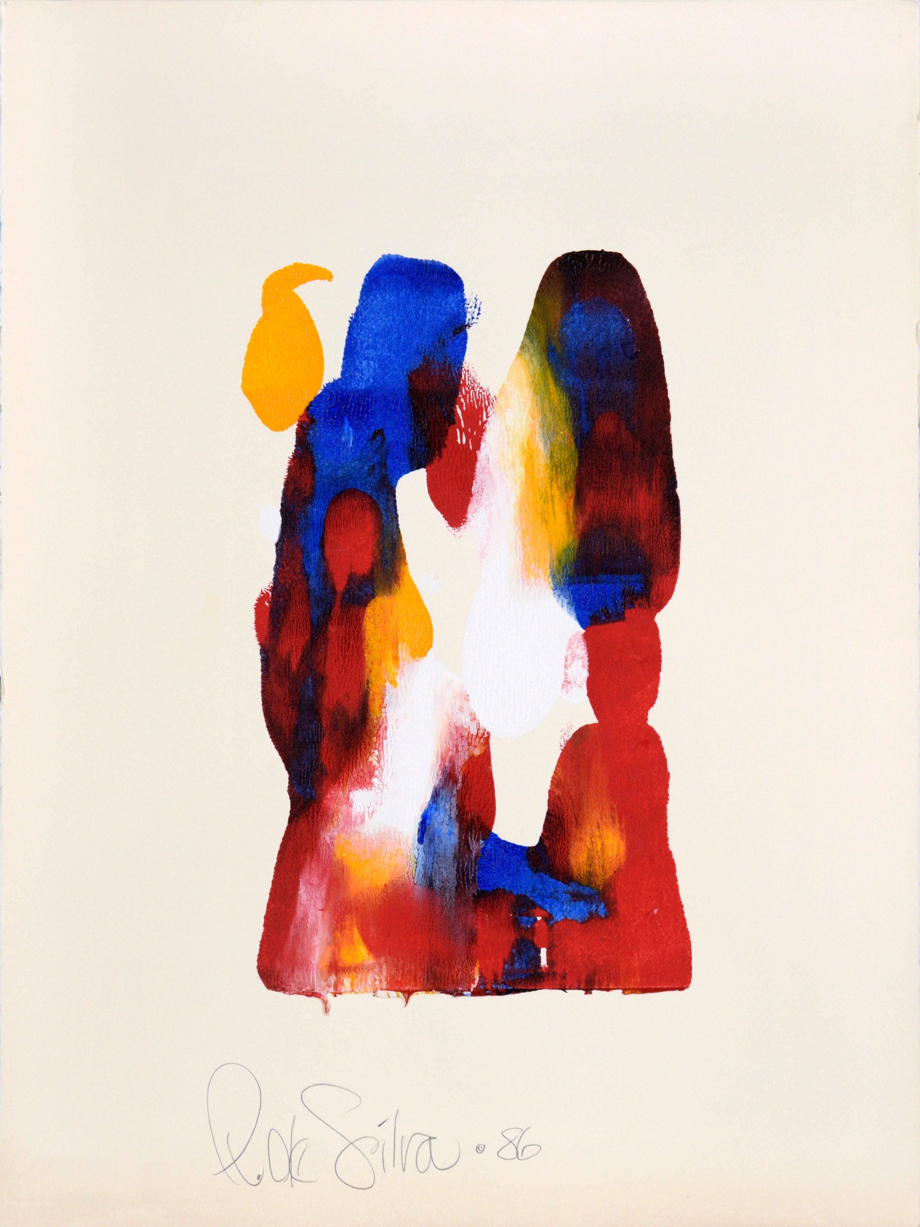 Zwei Figuren – Abstrakte impressionistische Komposition aus Acrylbögen Papier