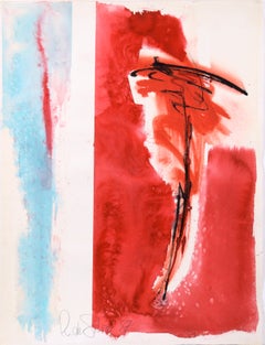 Vertikalität – Abstrakt-expressionistische Komposition aus Acryl auf Papier