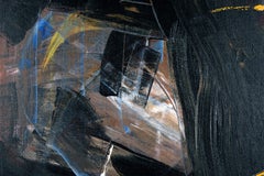 Vintage Abstract Expressionist Painting - Red and Black Strokes on Canvas